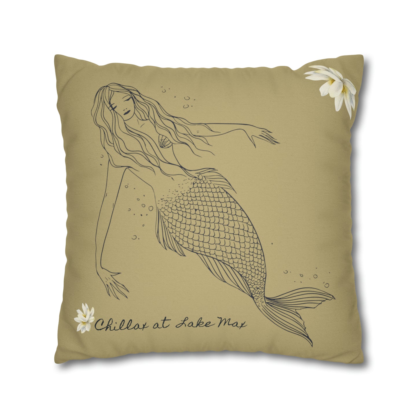 Chillax at Lake Max Drifter Mermaid (SAND) Spun Polyester Square Pillow Case