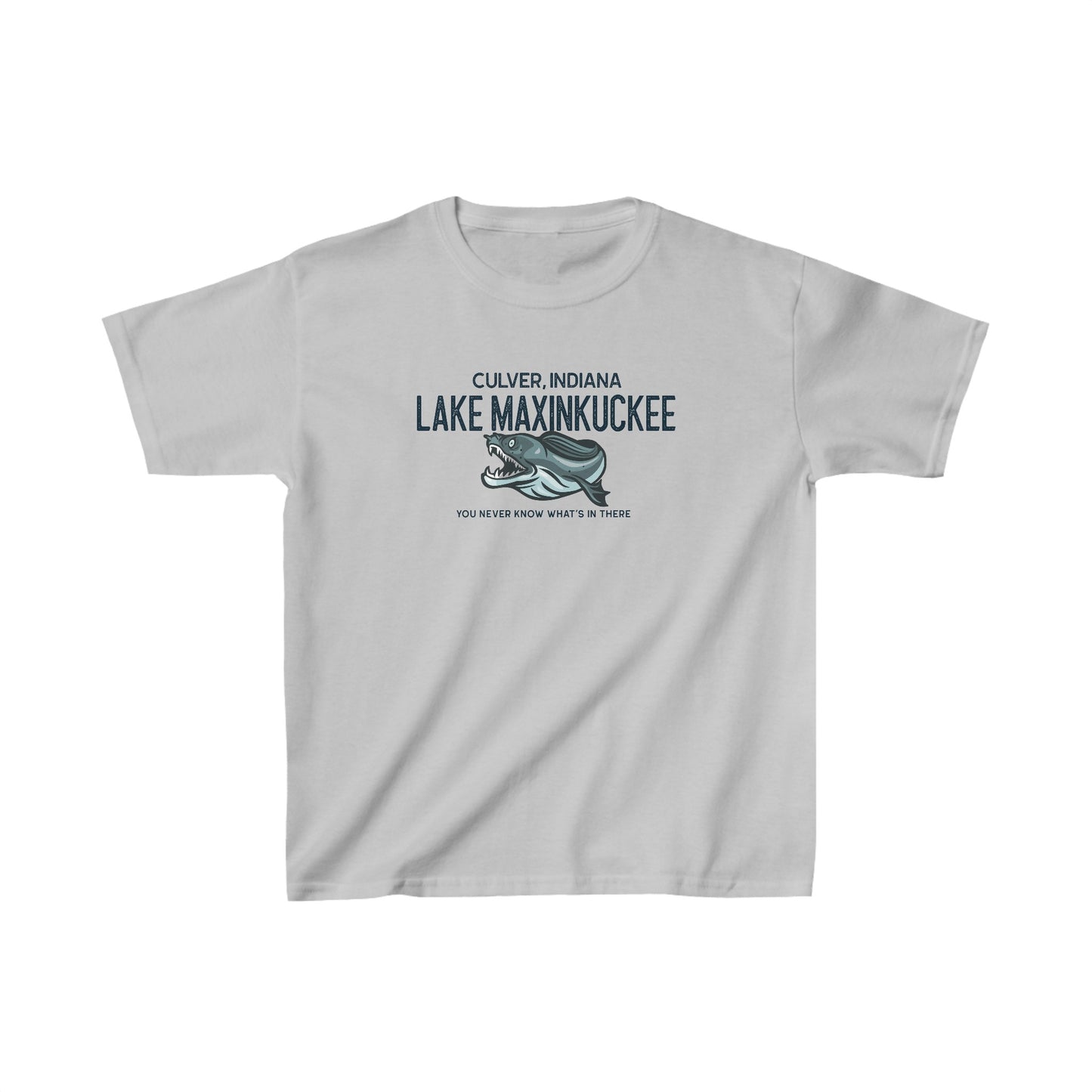 Lake Maxinkuckee What's in There graphic Kids Heavy Cotton™ Tee