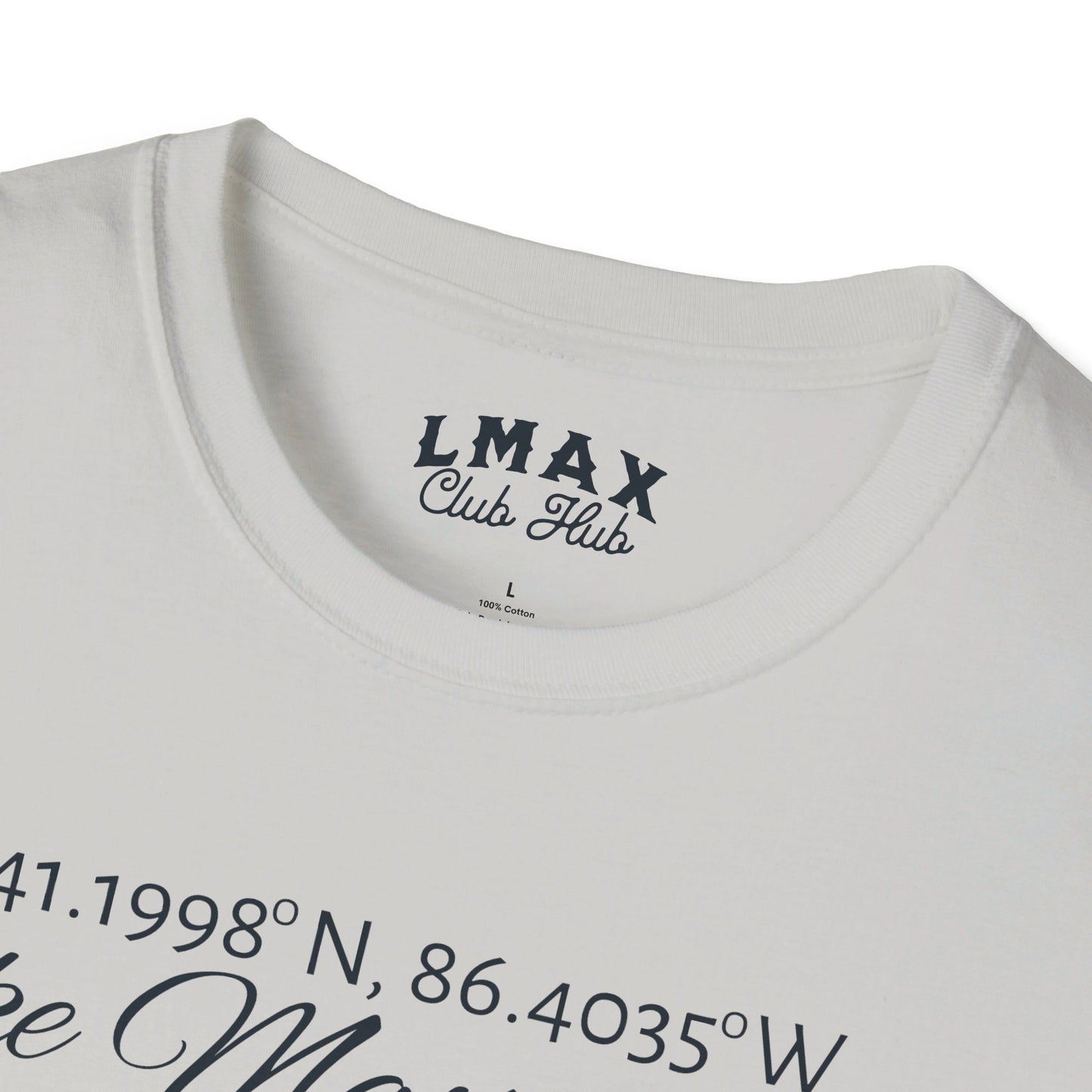 Lake Maxinkuckee Latitude/Longitude coordinates Unisex super soft tee for that Lake Life!