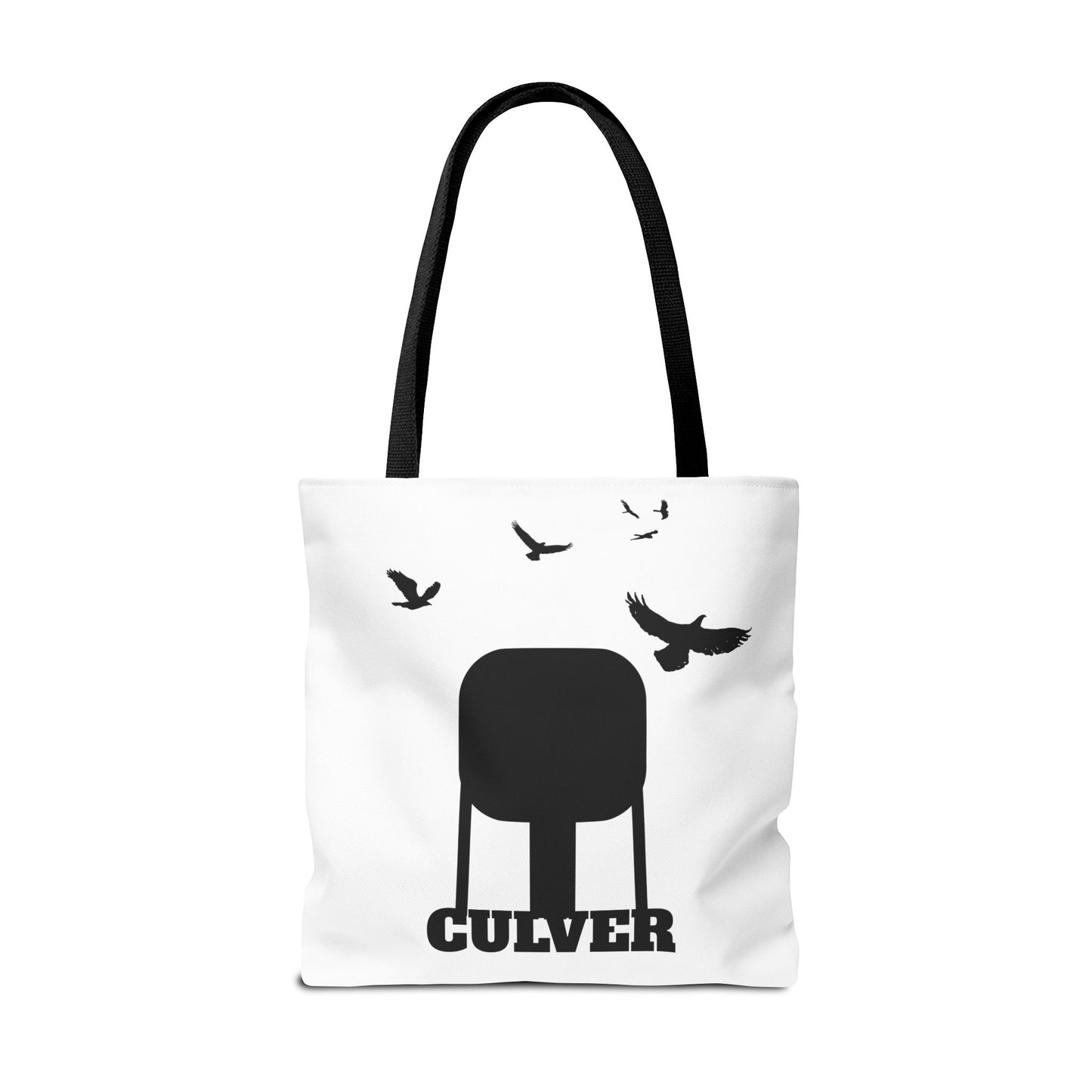 Culver Water Tower with Turkey Vultures in Black Silhouette Tote Bag (AOP)