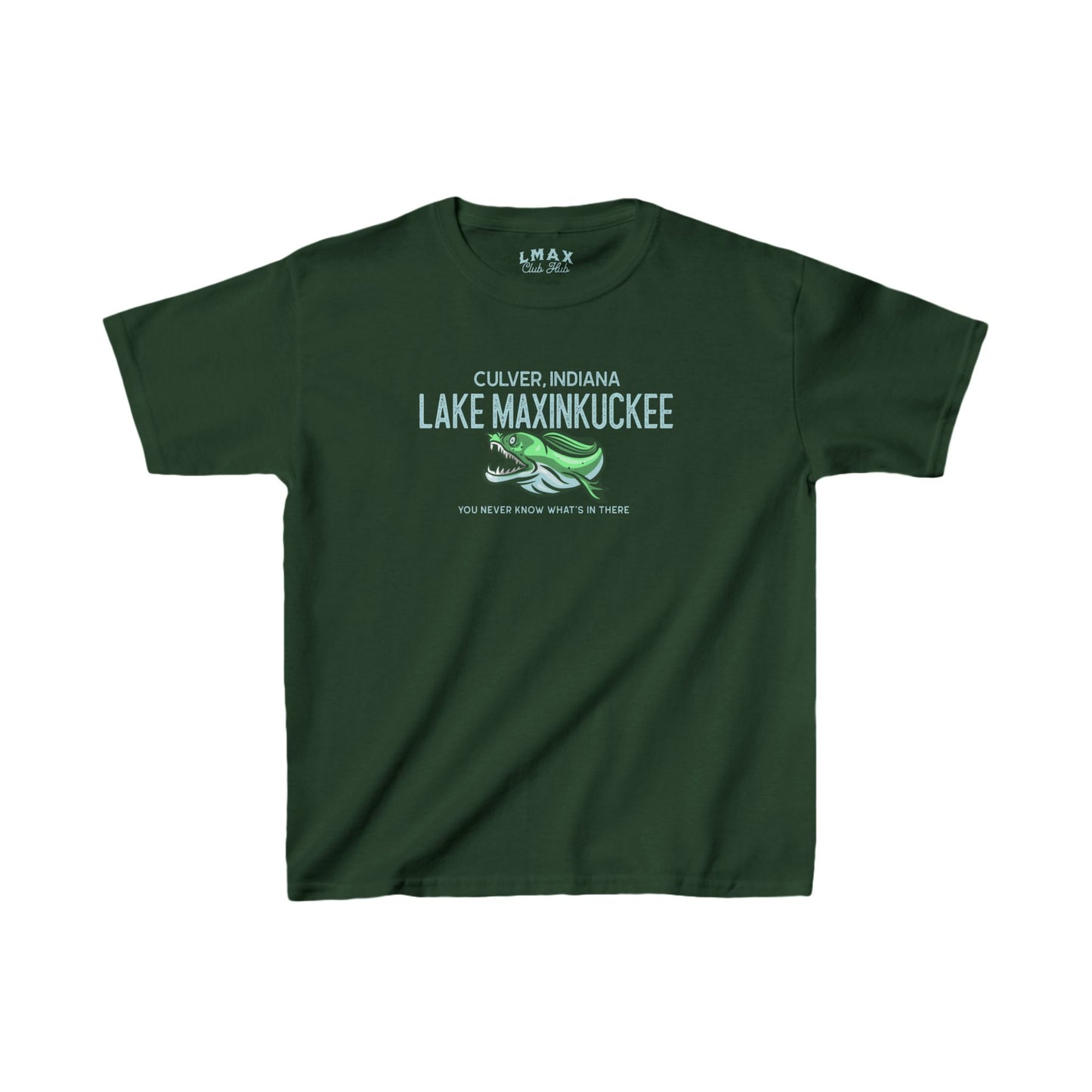 Lake Maxinkuckee What's in There graphic Kids Heavy Cotton™ Tee