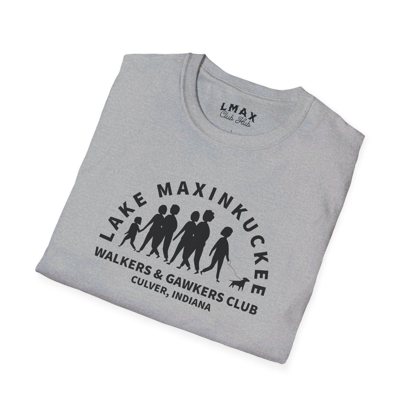 Lake Maxinkuckee Walkers & Gawkers Club Black print Unisex Softstyle T-Shirt