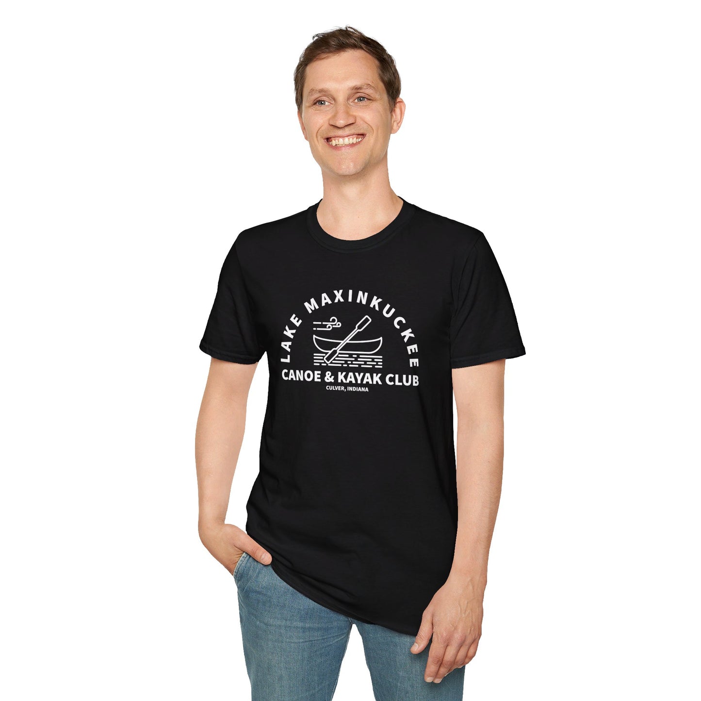 Lake Maxinkuckee Canoe & Kayak Club White Print Unisex Softstyle T-Shirt