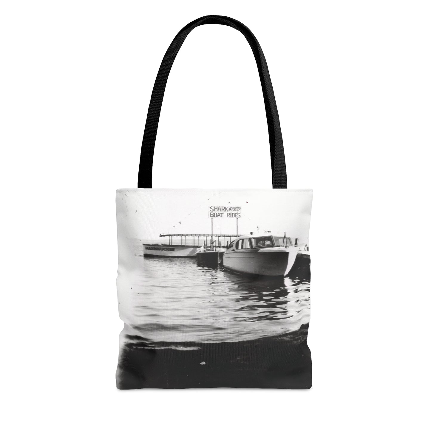 graphic of a vintage boat photo in black and white