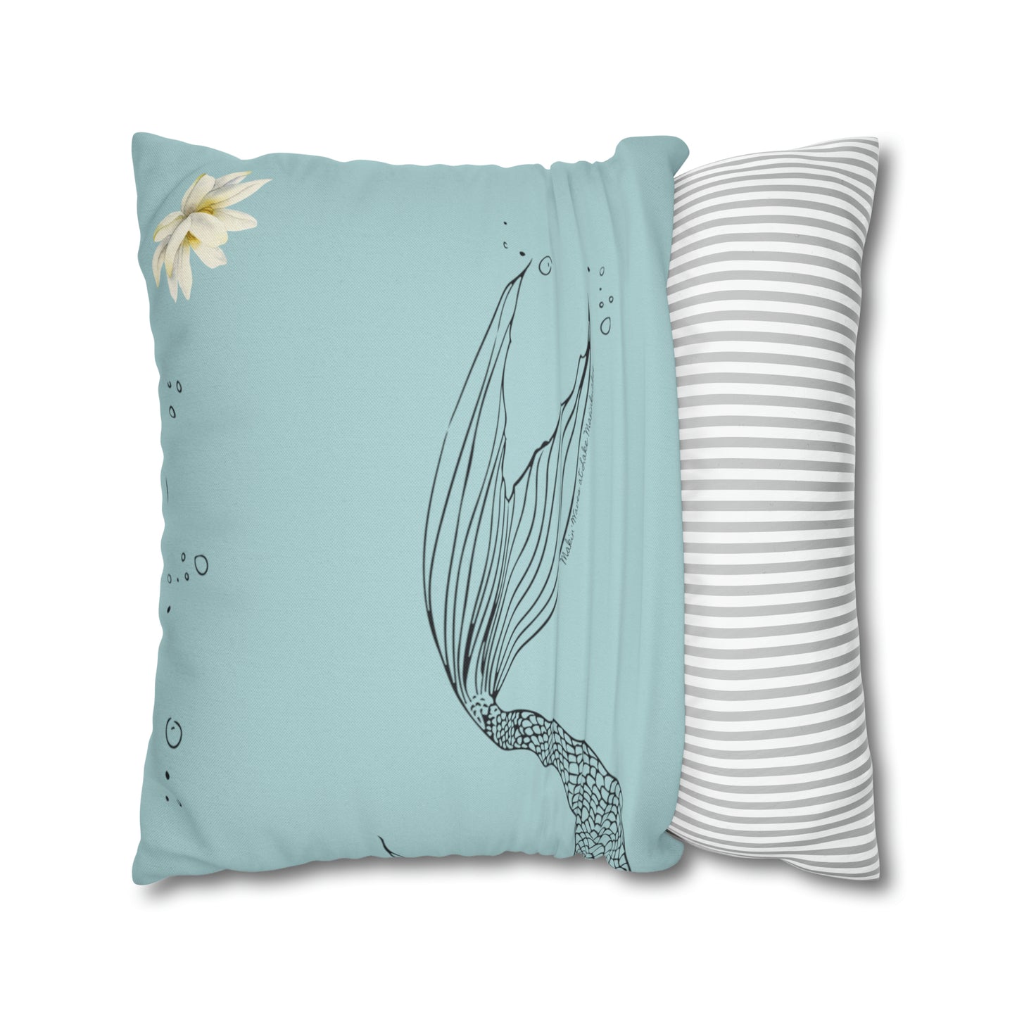 Makin' Waves at Lake Maxinkuckee Swimmer Mermaid (SKY) Spun Polyester Square Pillow Case