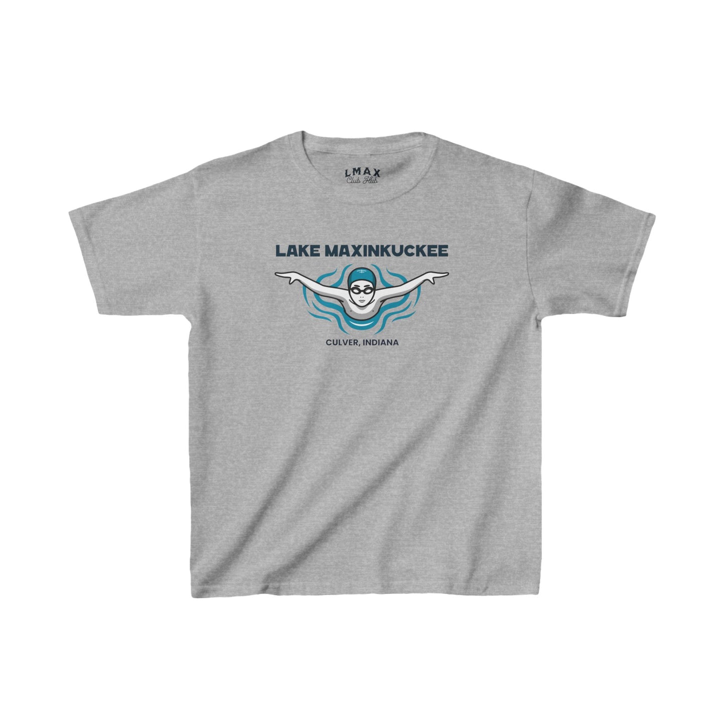 Lake Life Lake Maxinkuckee Culver Indiana Swimmer Graphic Kids Heavy Cotton™ Tee