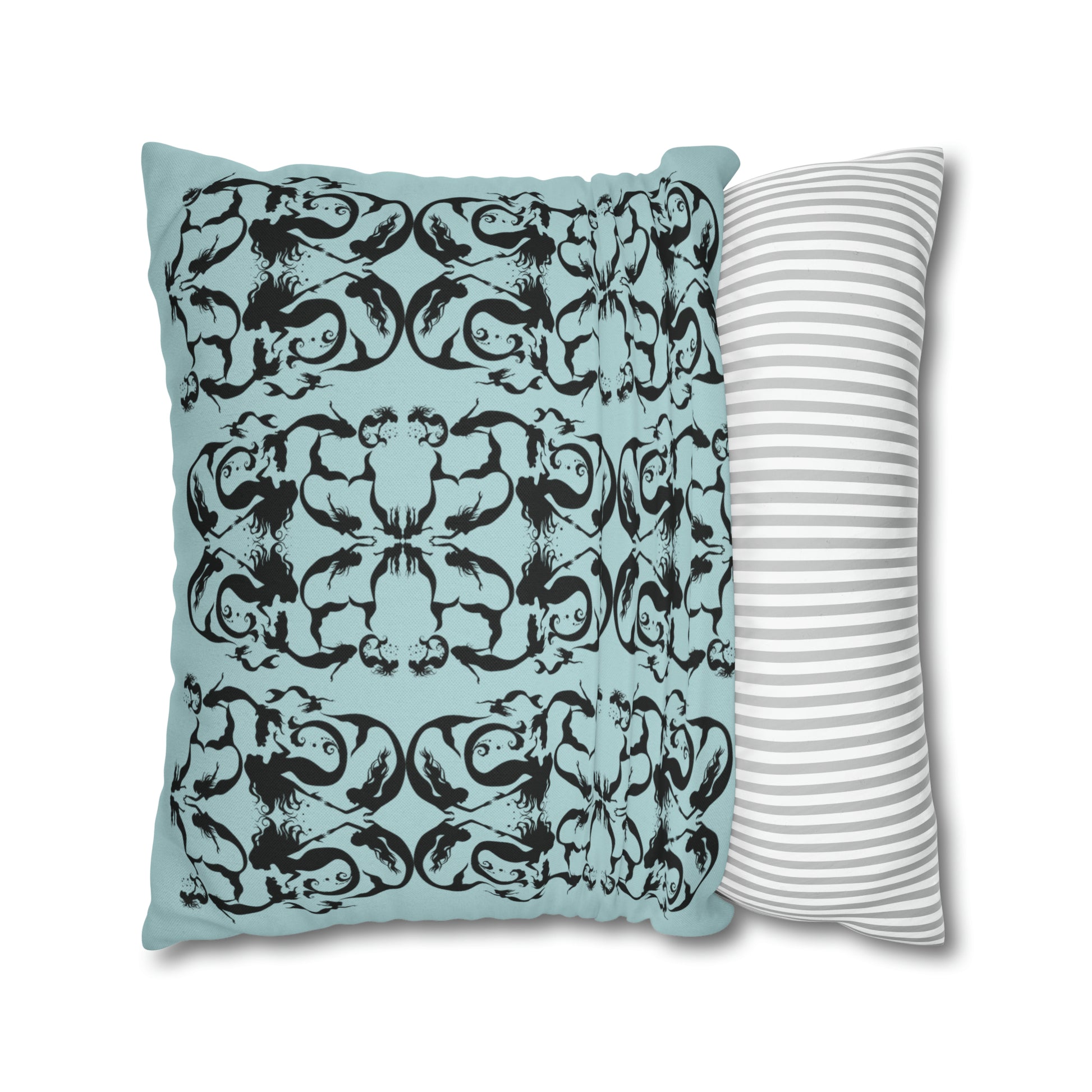 Mermaid silhouettes pillow case back