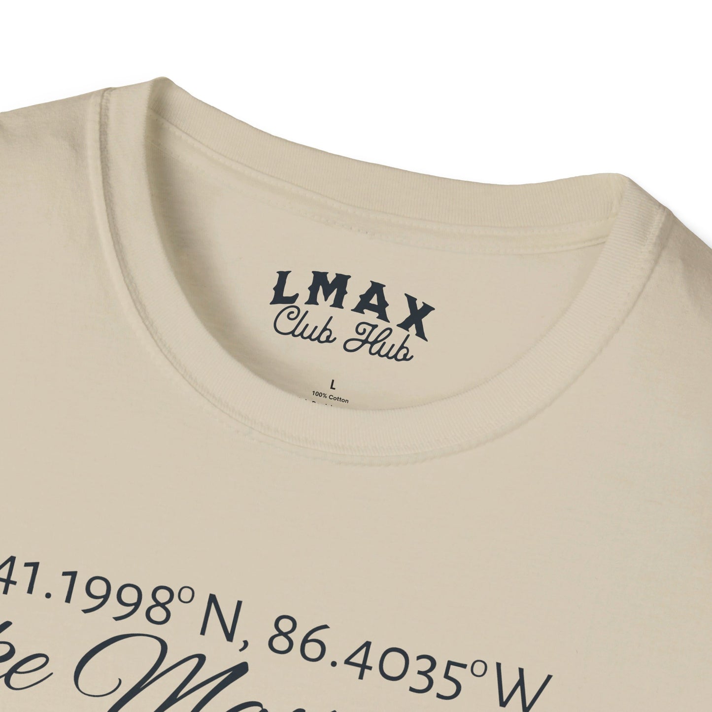 Lake Maxinkuckee Latitude/Longitude coordinates Unisex super soft tee for that Lake Life!