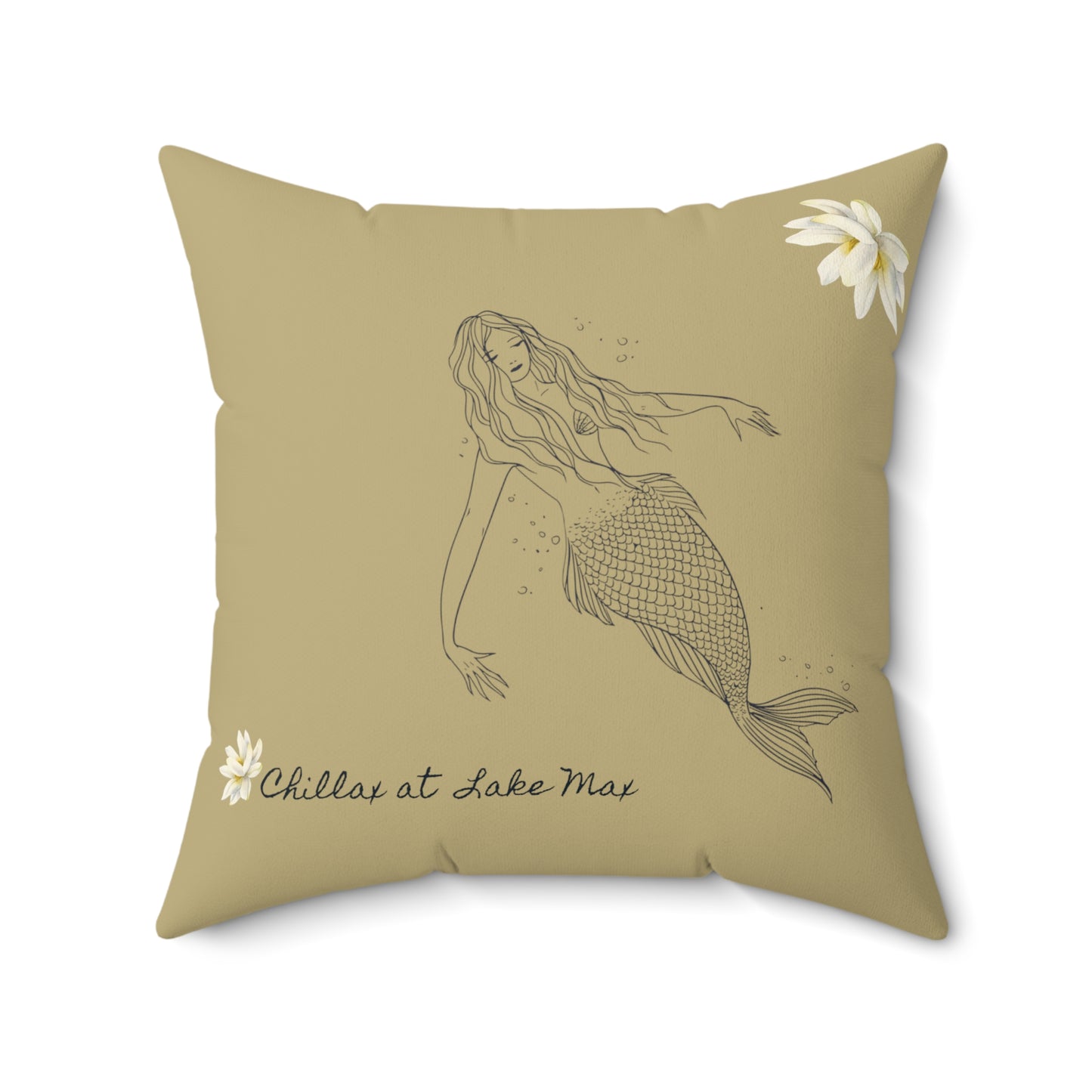 Chillax at Lake Max Drifter Mermaid (SAND) Spun Polyester Square Pillow