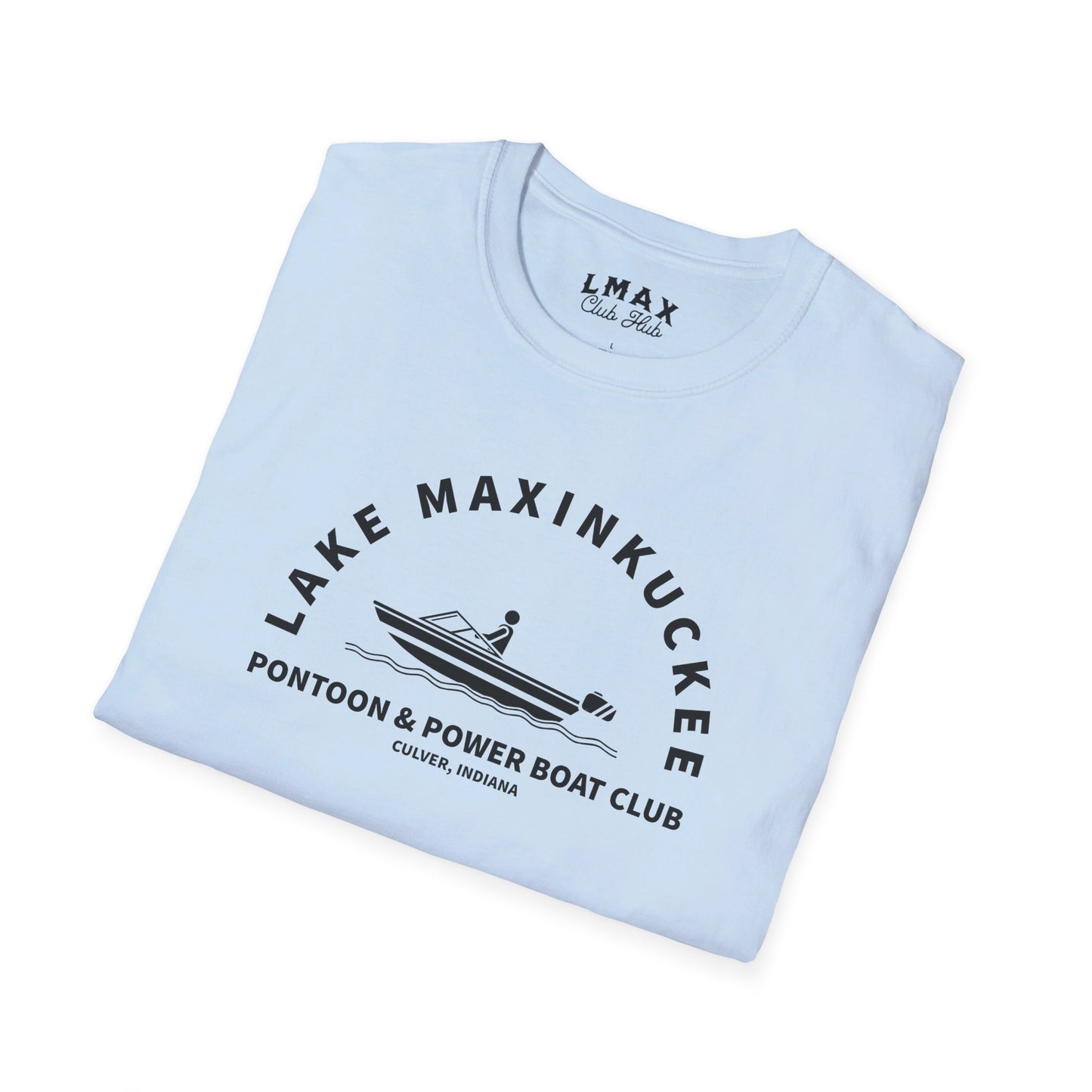 Lake Maxinkuckee Pontoon & Power Boat Club Black Print Unisex Softstyle T-Shirt