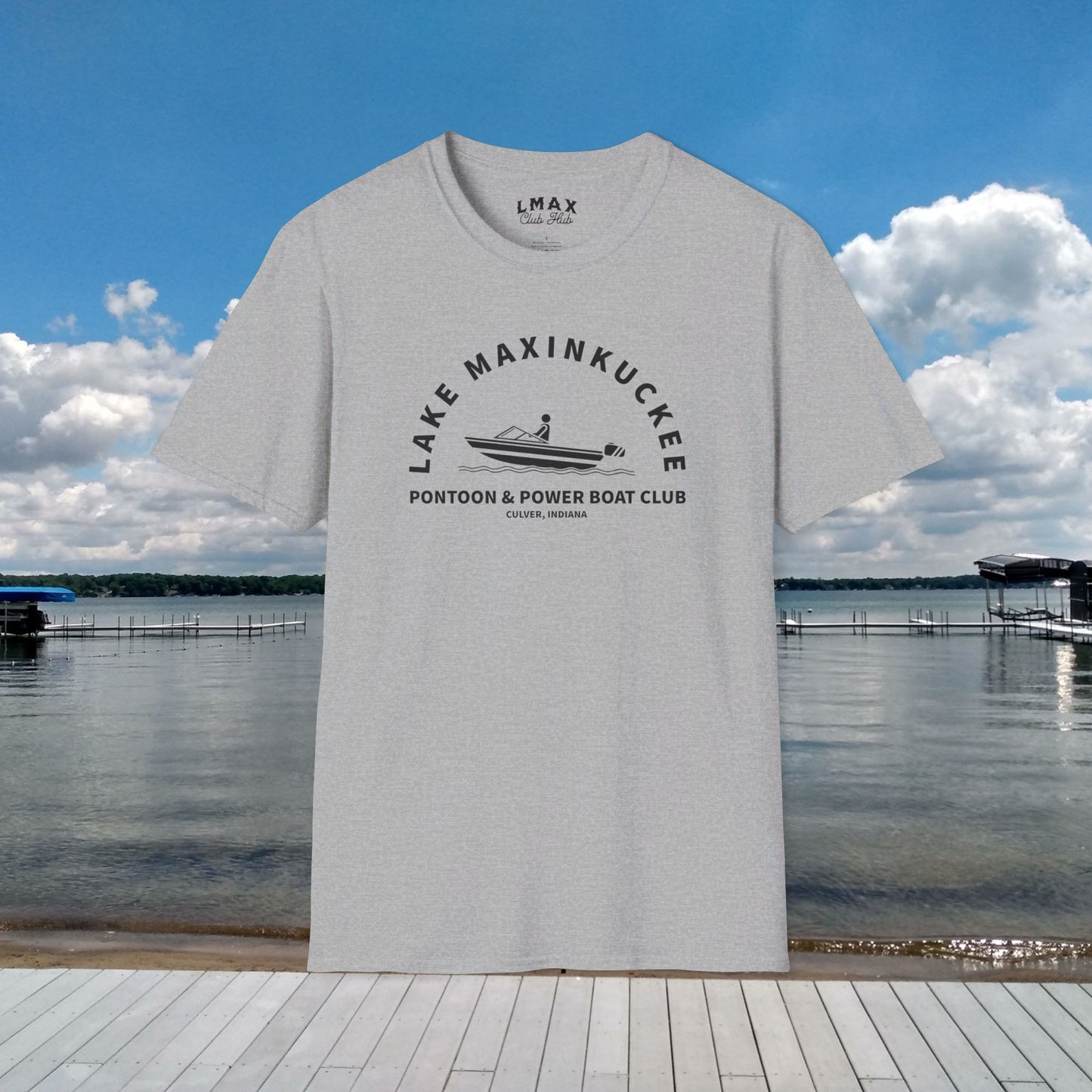 Lake Maxinkuckee Pontoon & Power Boat Club Black Print Unisex Softstyle T-Shirt