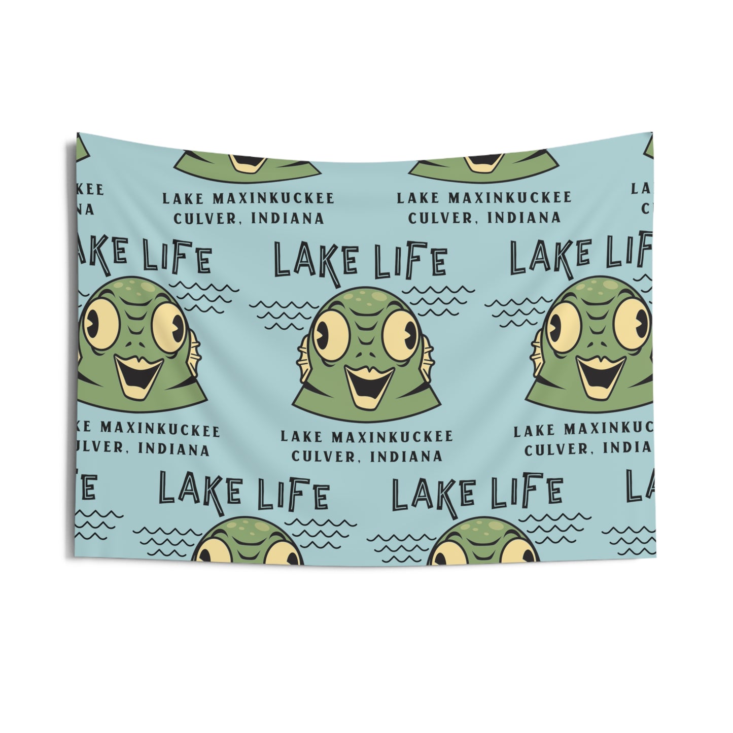 Lake Life Lake Maxinkuckee Culver Indiana Water Creature Graphic Indoor Wall Tapestries