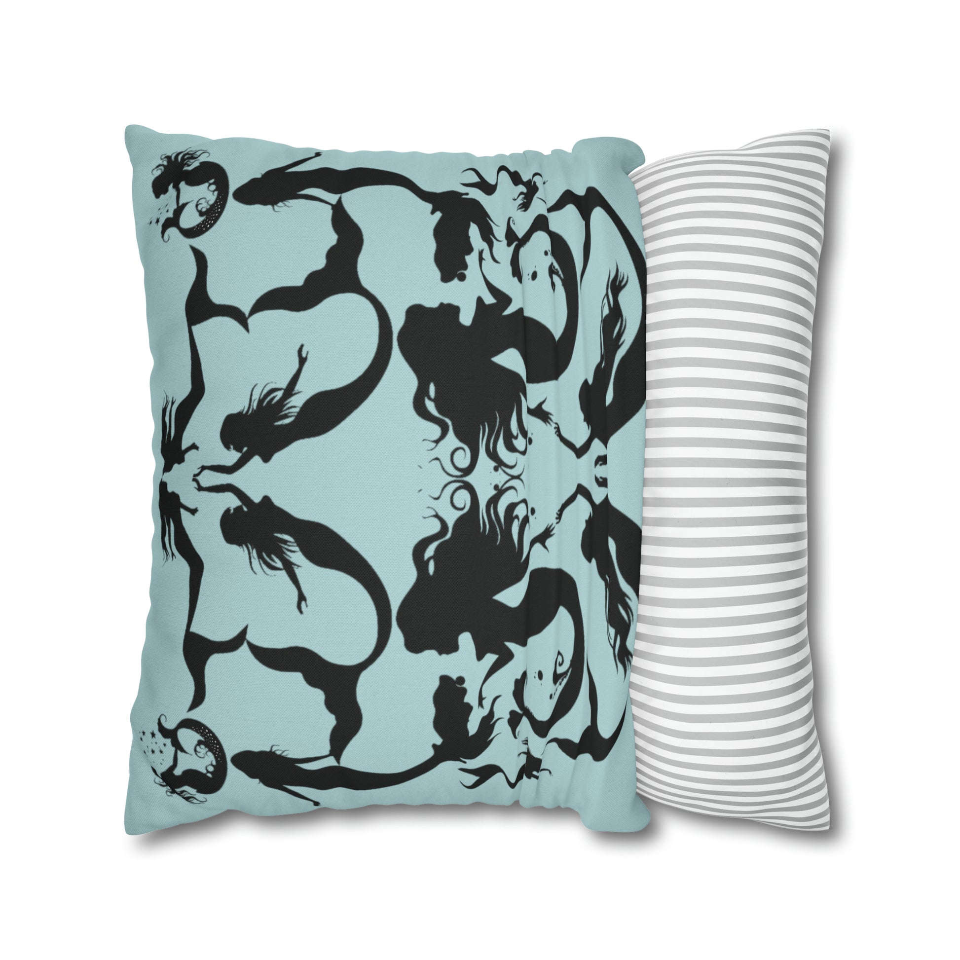 Mermaid silhouettes pillow case front