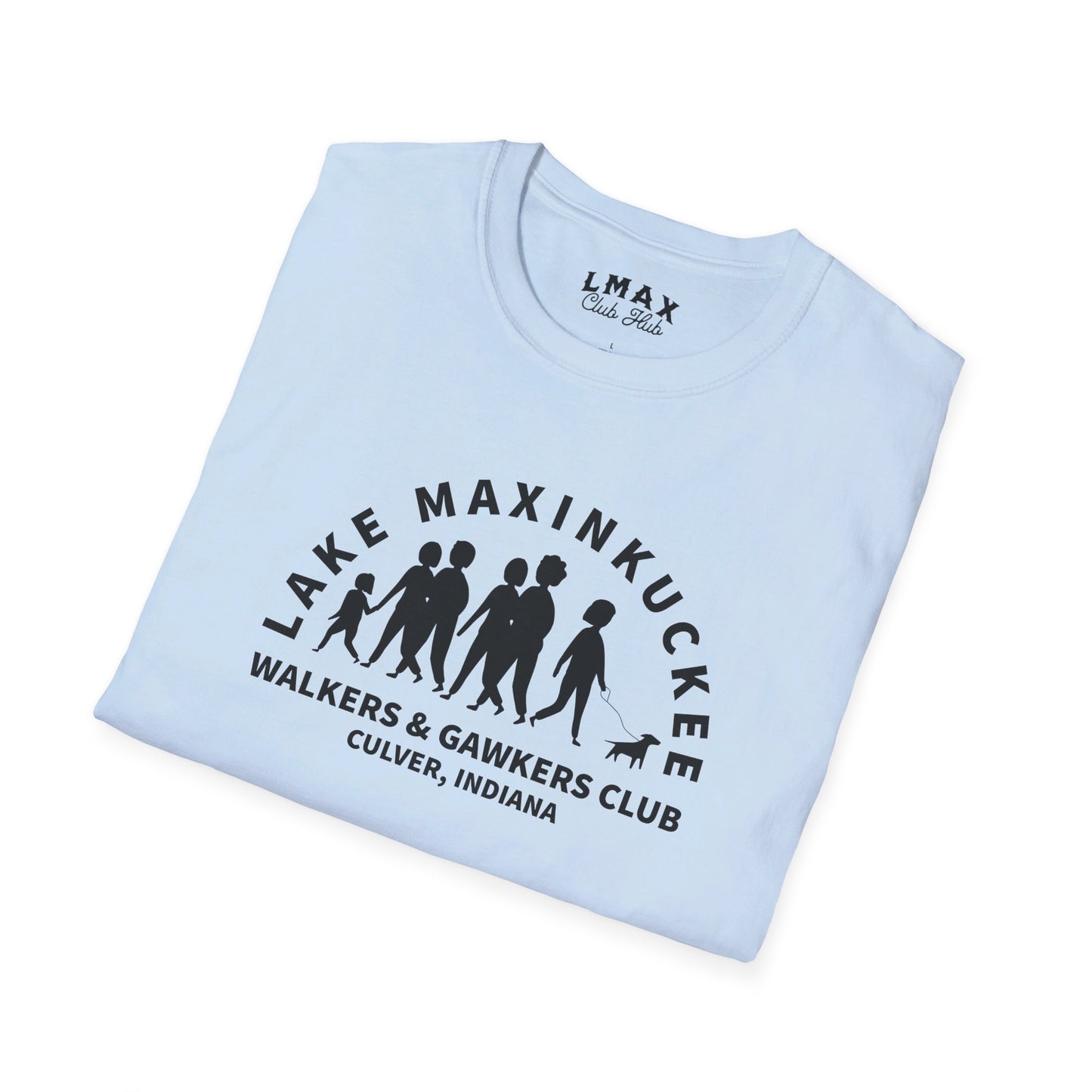 Lake Maxinkuckee Walkers & Gawkers Club Black print Unisex Softstyle T-Shirt