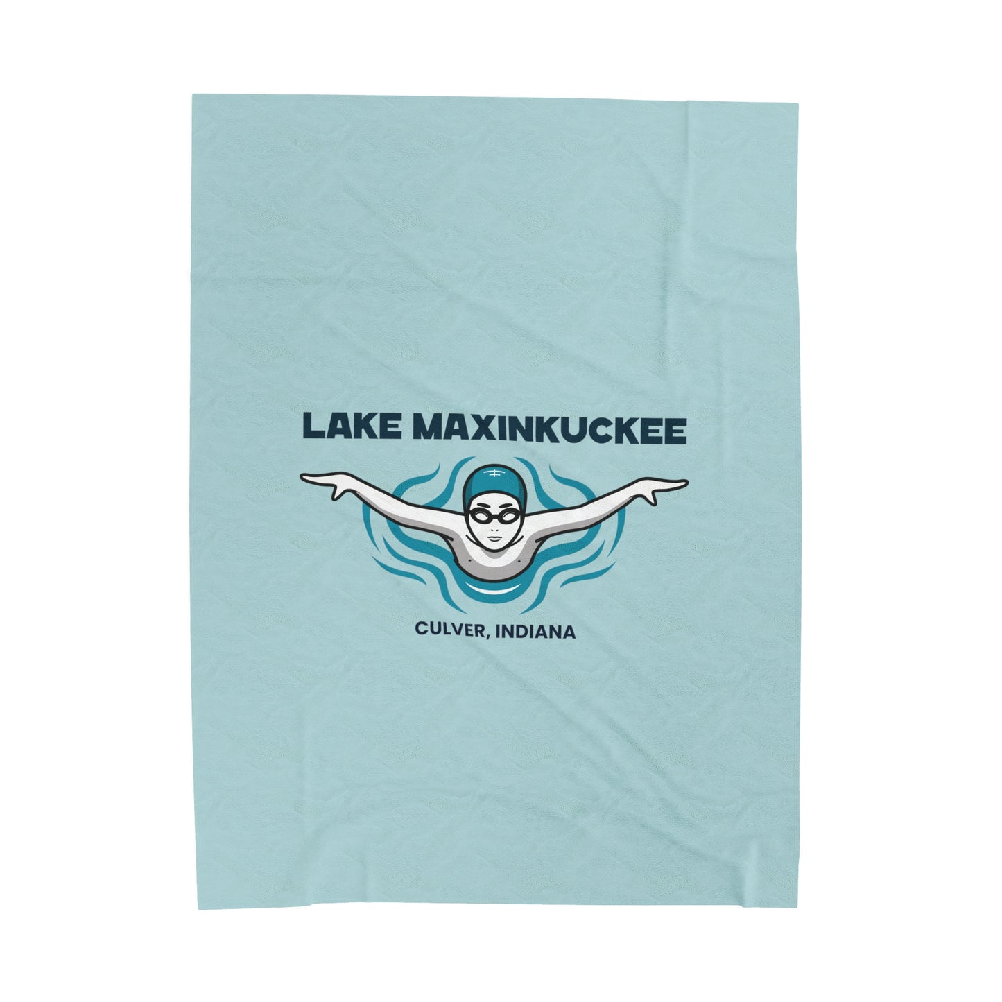 Lake Life Lake Maxinkuckee Culver Indiana Swimmer Graphic Velveteen Plush Blanket