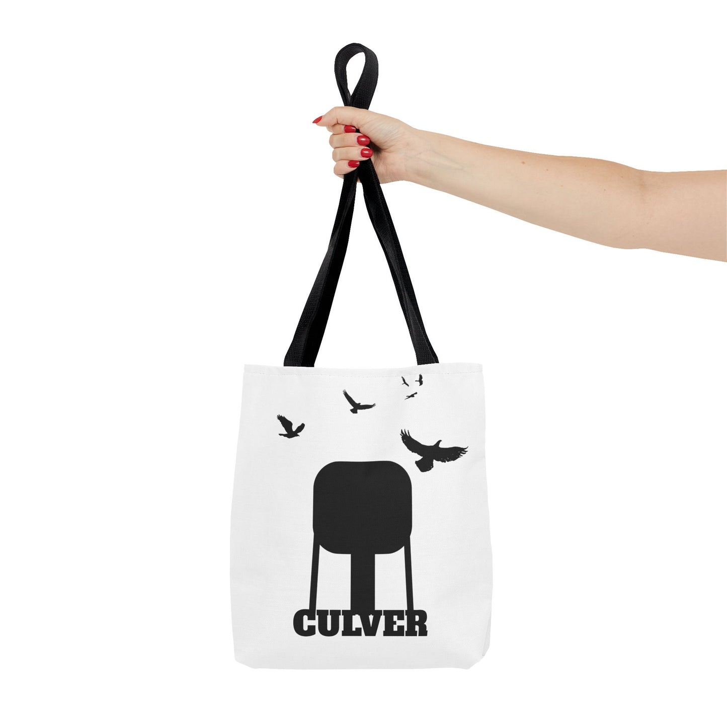 Culver Water Tower with Turkey Vultures in Black Silhouette Tote Bag (AOP)