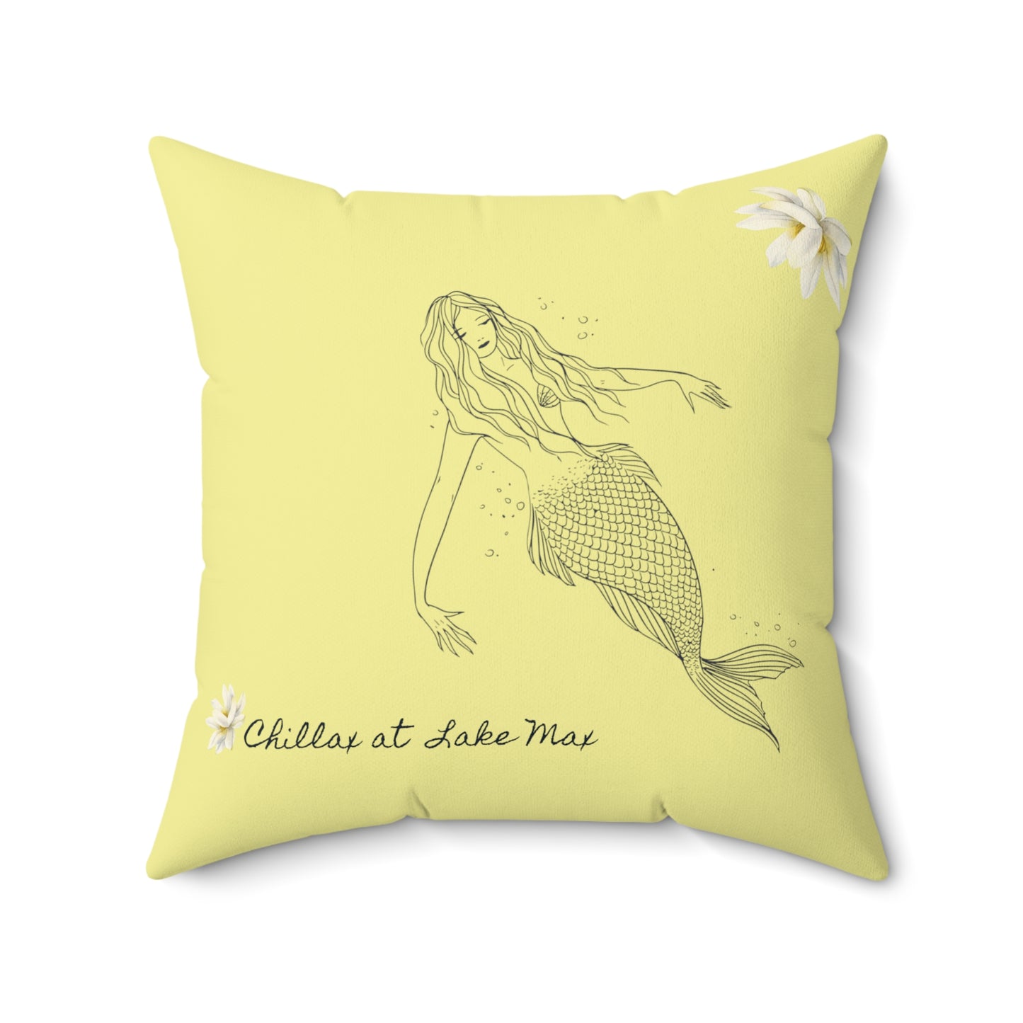 Chillax at Lake Max Drifter Mermaid (SUN) Spun Polyester Square Pillow