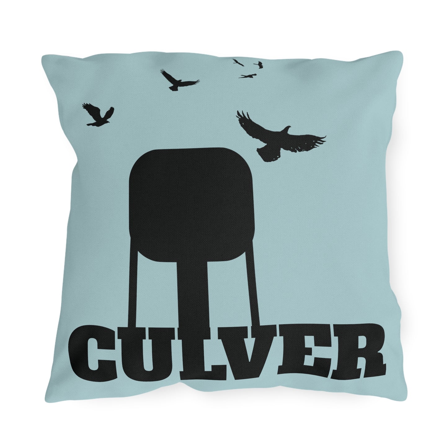 Culver Water Tower Turkey Vultures Outdoor Pillow