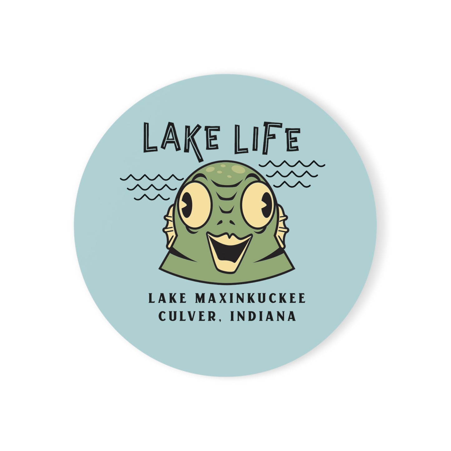 graphic of a water creature and text Lake Life Lake Maxinkuckee Culver Indiana