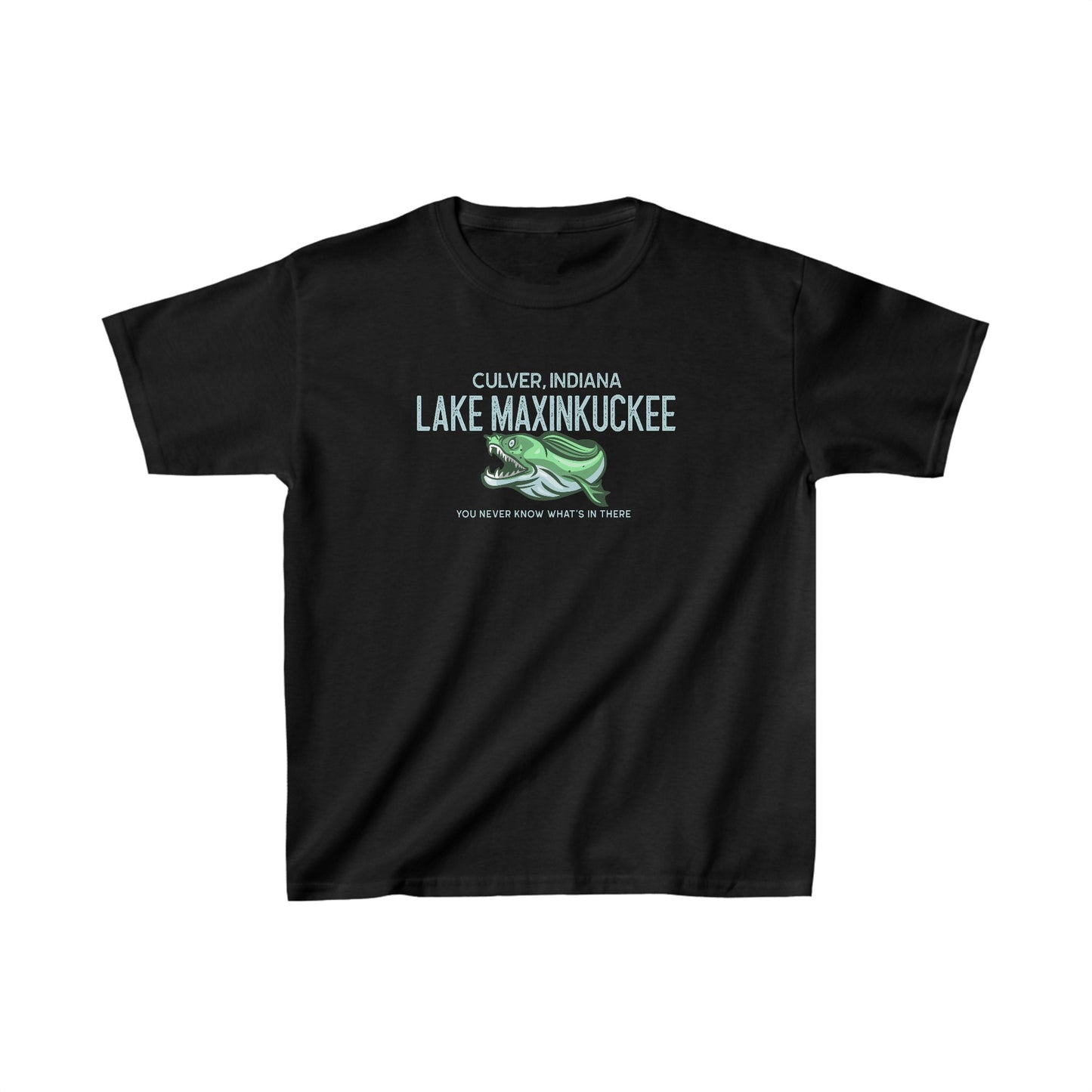 Lake Maxinkuckee What's in There graphic Kids Heavy Cotton™ Tee