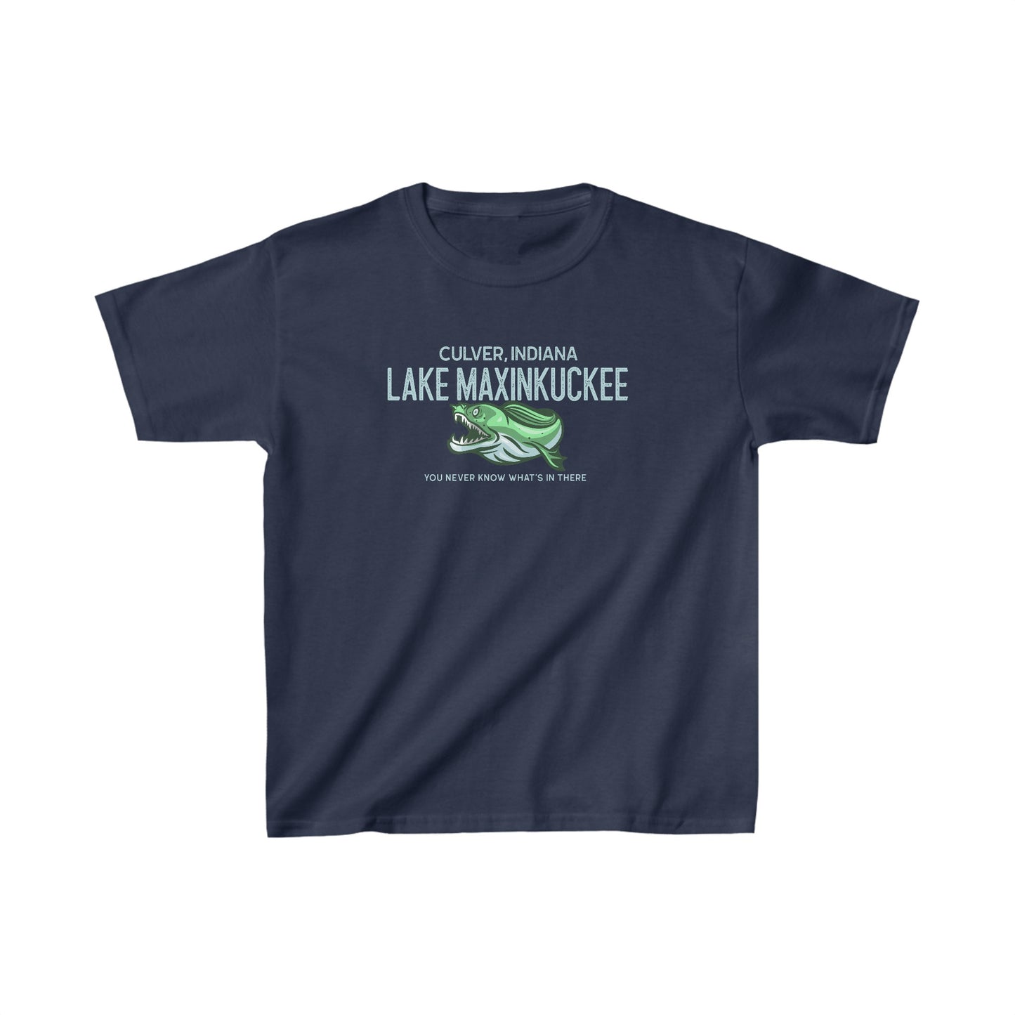 Lake Maxinkuckee What's in There graphic Kids Heavy Cotton™ Tee