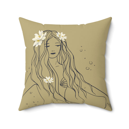 Chillax at Lake Max Drifter Mermaid (SAND) Spun Polyester Square Pillow