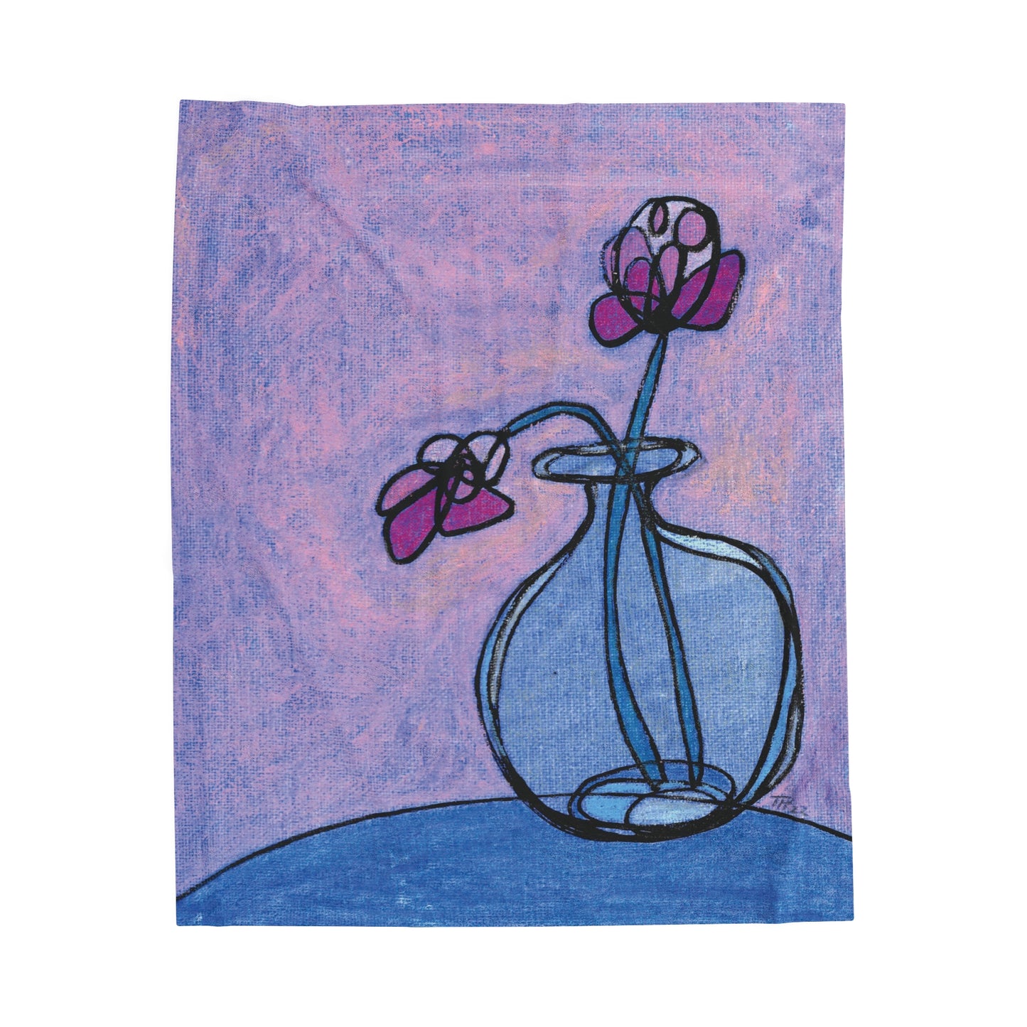 graphic of abstract flowers in glass vase