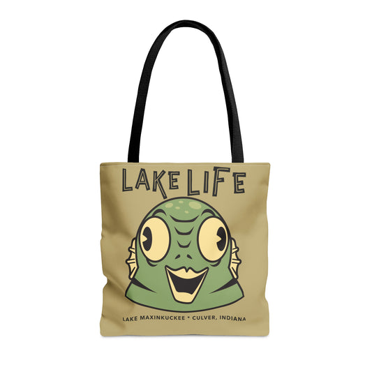 graphic of a water creature and text Lake Life Lake Maxinkuckee Culver Indiana