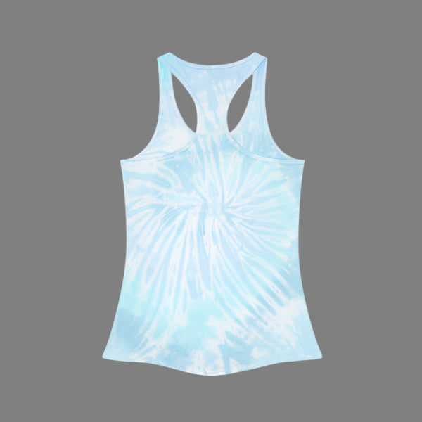  tie dye Tank Top featuring a graphic of a cowgirl on a horse float ring. 