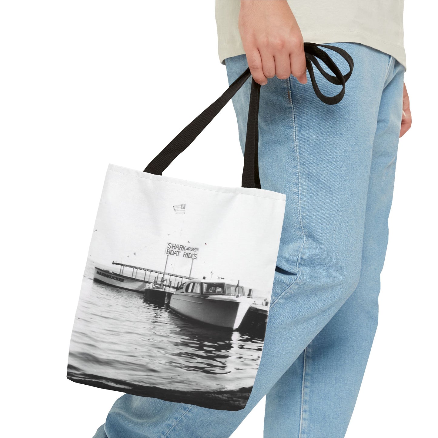 Lake Life Lake Maxinkuckee Culver Shark Boat Rides Graphic Tote Bag (AOP)