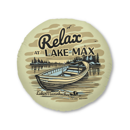 Relax on Lake Max Tufted Floor Pillow, Round