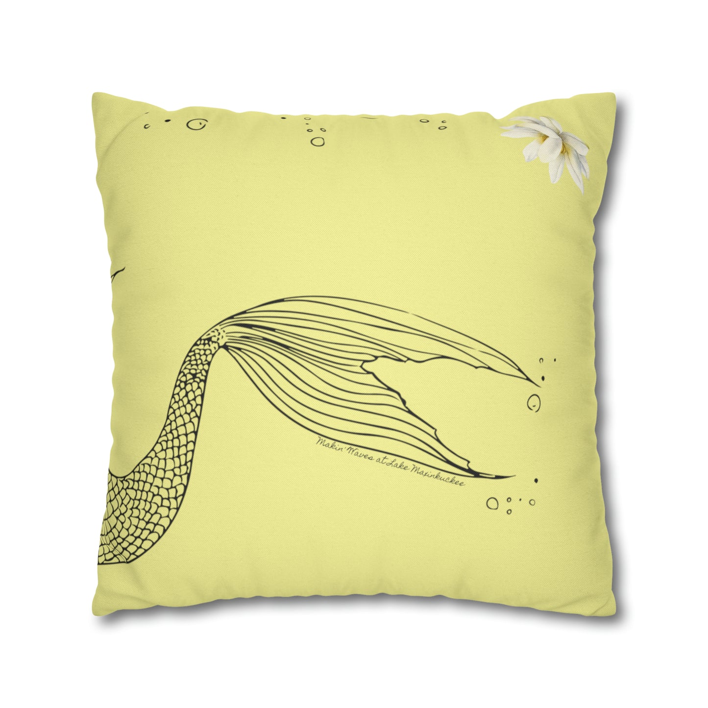 Makin' Waves at Lake Maxinkuckee Swimmer Mermaid (SUN) Spun Polyester Square Pillow Case