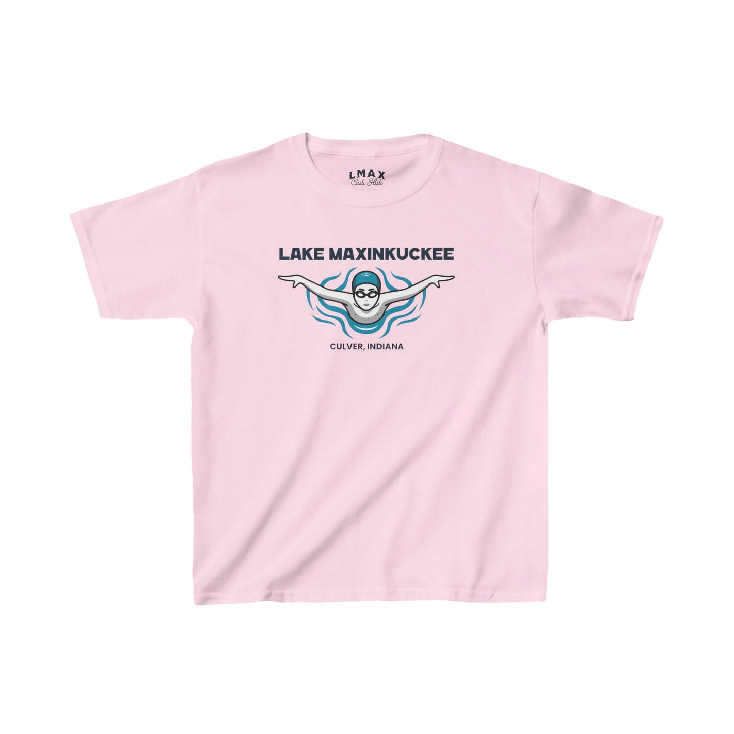 Lake Life Lake Maxinkuckee Culver Indiana Swimmer Graphic Kids Heavy Cotton™ Tee