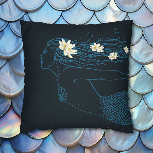 Makin' Waves at Lake Maxinkuckee Swimmer Mermaid (DEEP LAKE) Spun Polyester Square Pillow Case