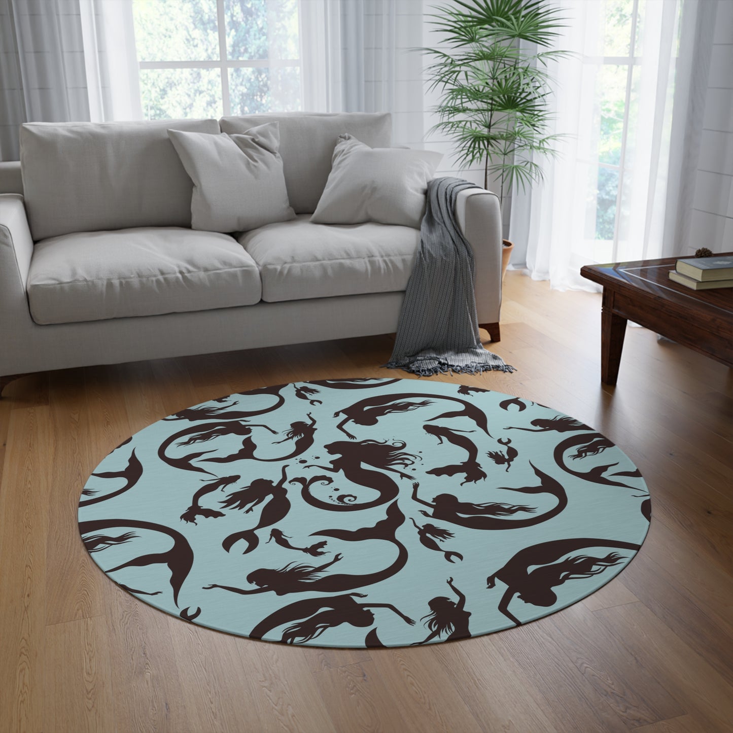 12 Mermaids Patterned Round Rug