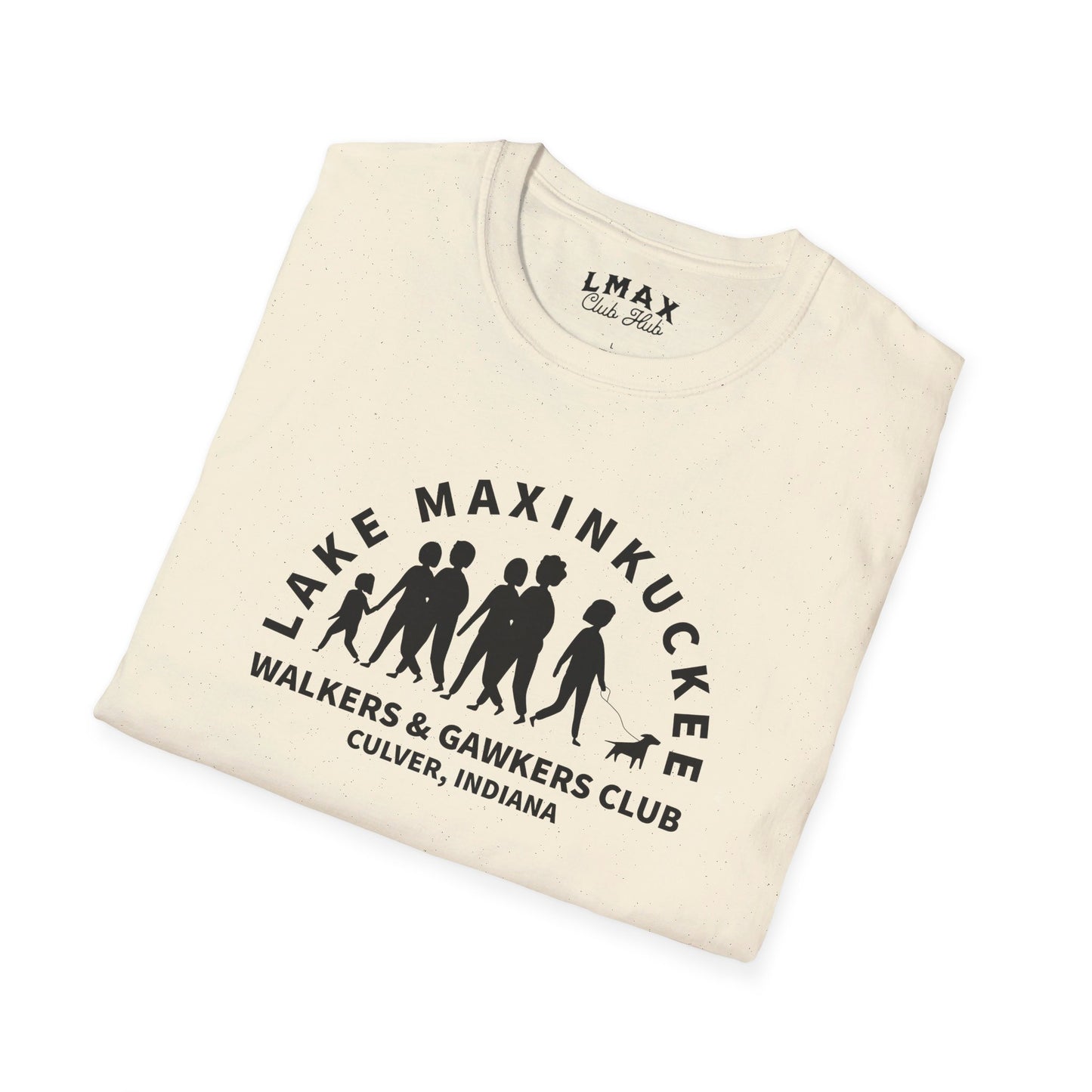 Lake Maxinkuckee Walkers & Gawkers Club Black print Unisex Softstyle T-Shirt