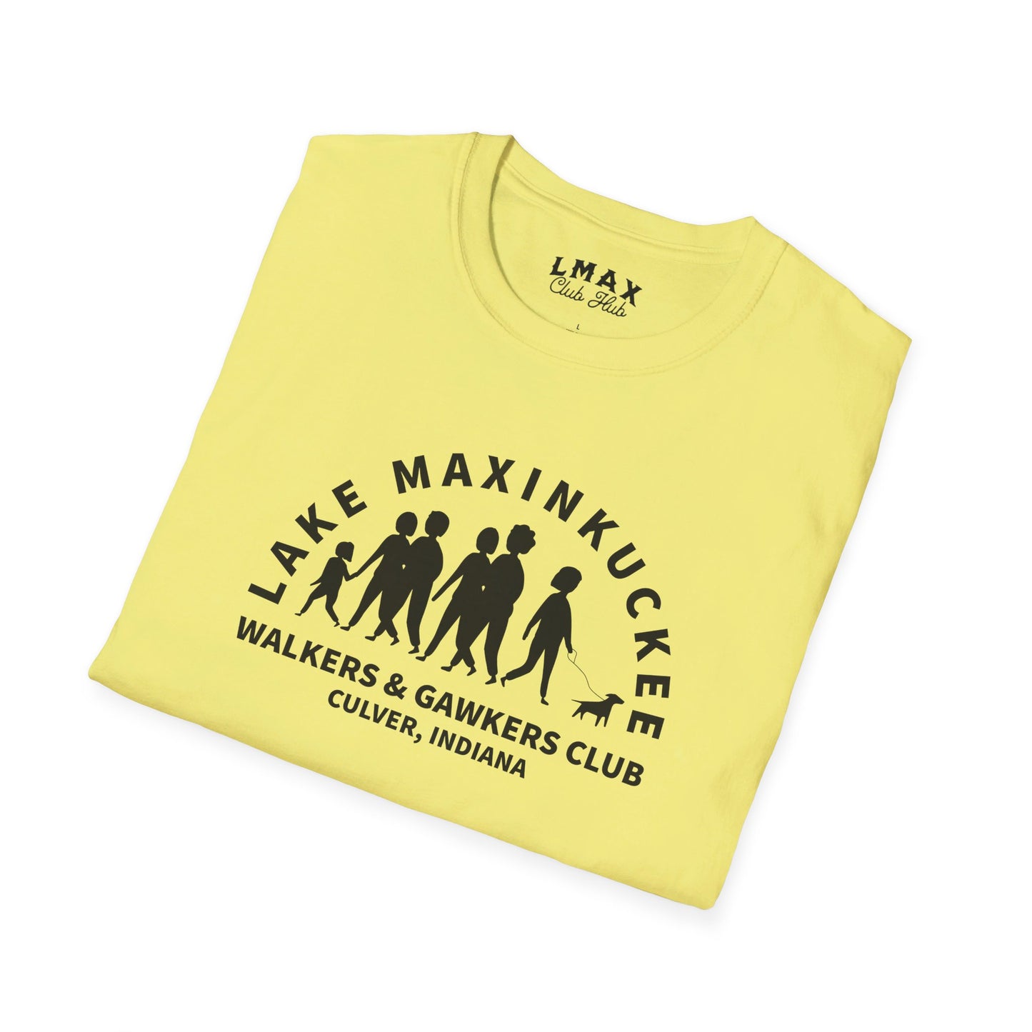 Lake Maxinkuckee Walkers & Gawkers Club Black print Unisex Softstyle T-Shirt