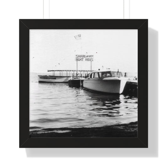 Lake Maxinkuckee Shark boat Framed Vertical Poster