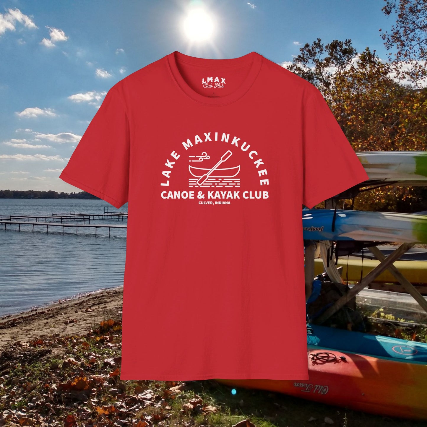 Lake Maxinkuckee Canoe & Kayak Club White Print Unisex Softstyle T-Shirt