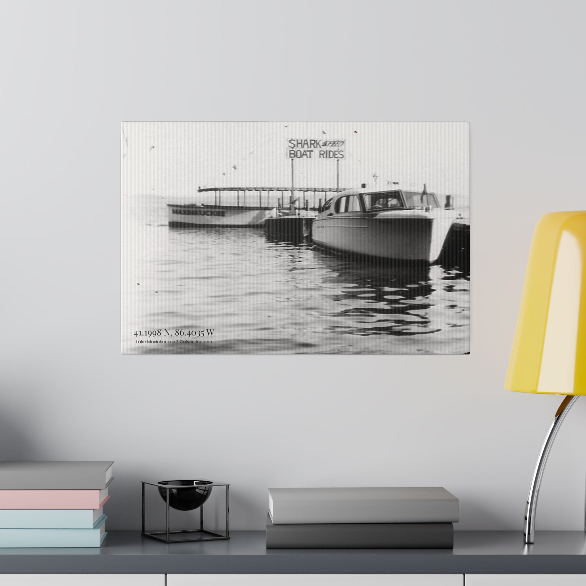 graphic of a vintage boat photo in black and white