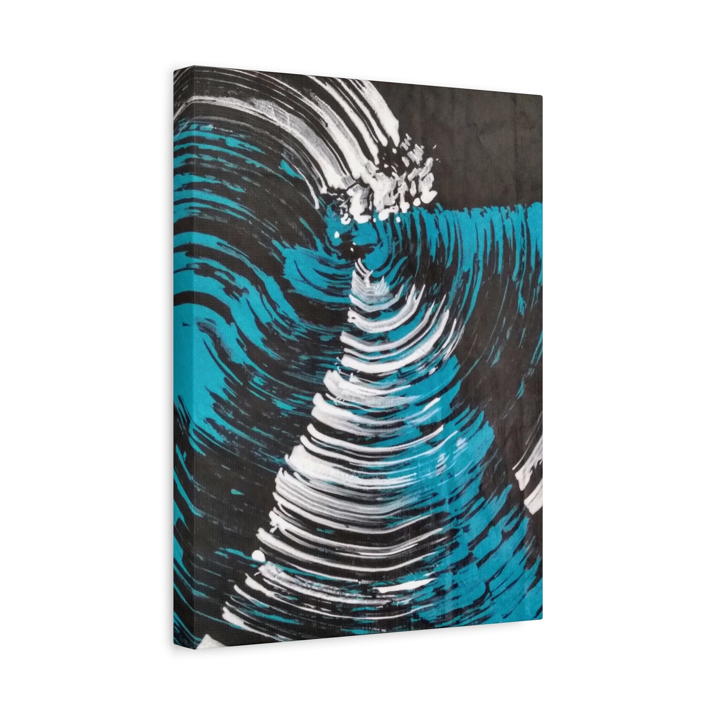 Jellyfish Slinky #11 abstract painting in black, white, turquoise, water themed wall art POD Canvas Gallery Wraps