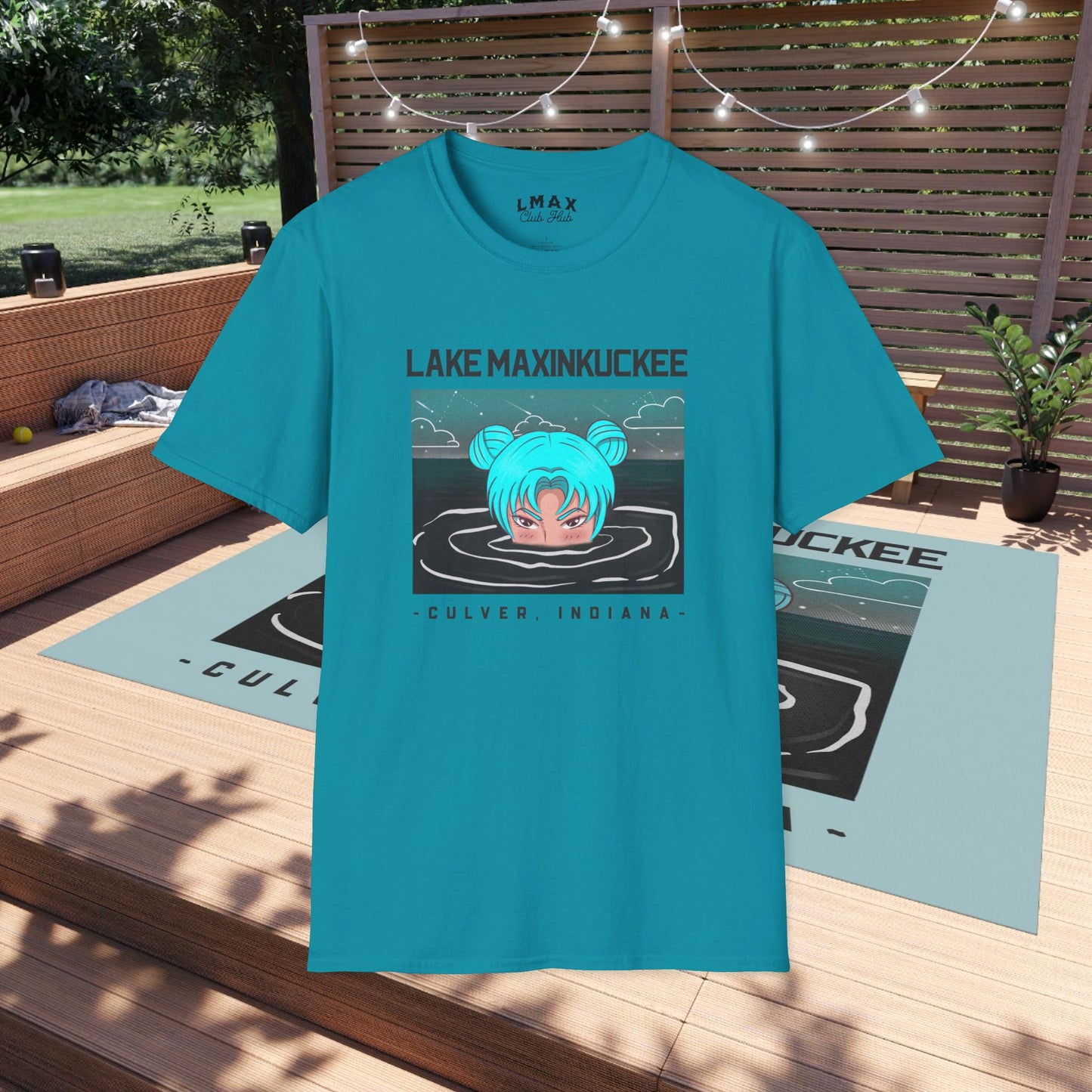 Lake Life Lake Maxinkuckee Culver Indiana Soaking Girl Graphic Unisex Softstyle T-shirt