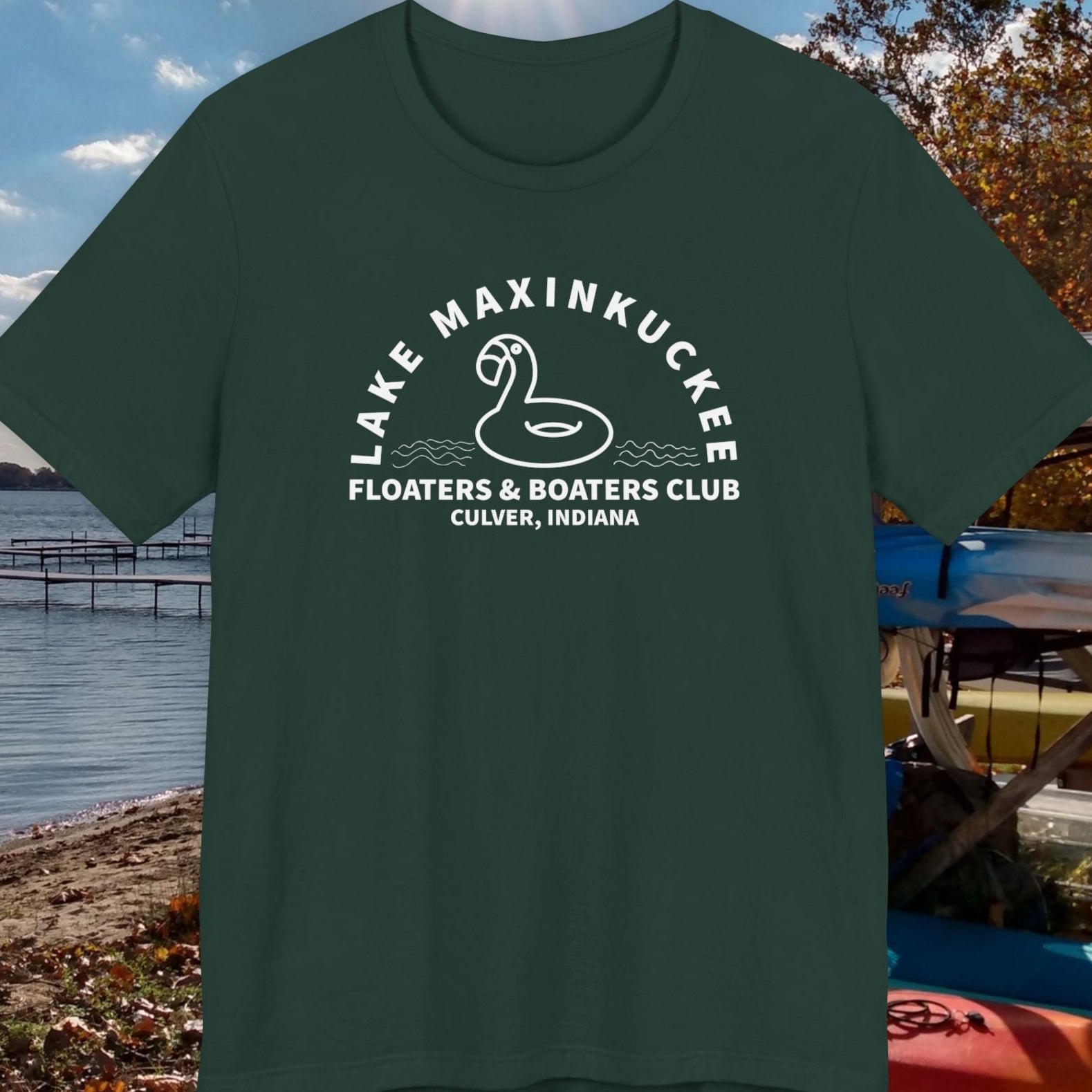 Lake Maxinkuckee Floaters &amp; Boaters Club shirt in forest