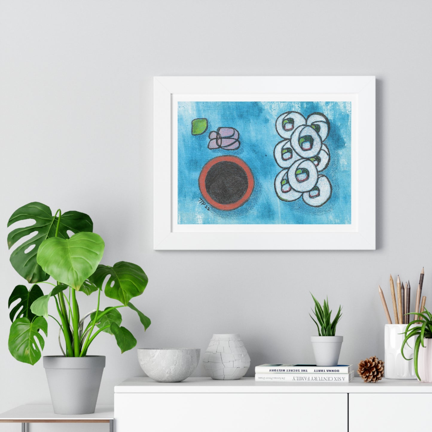 Sushi Blue Plate Special #4, California Roll Framed Horizontal Poster