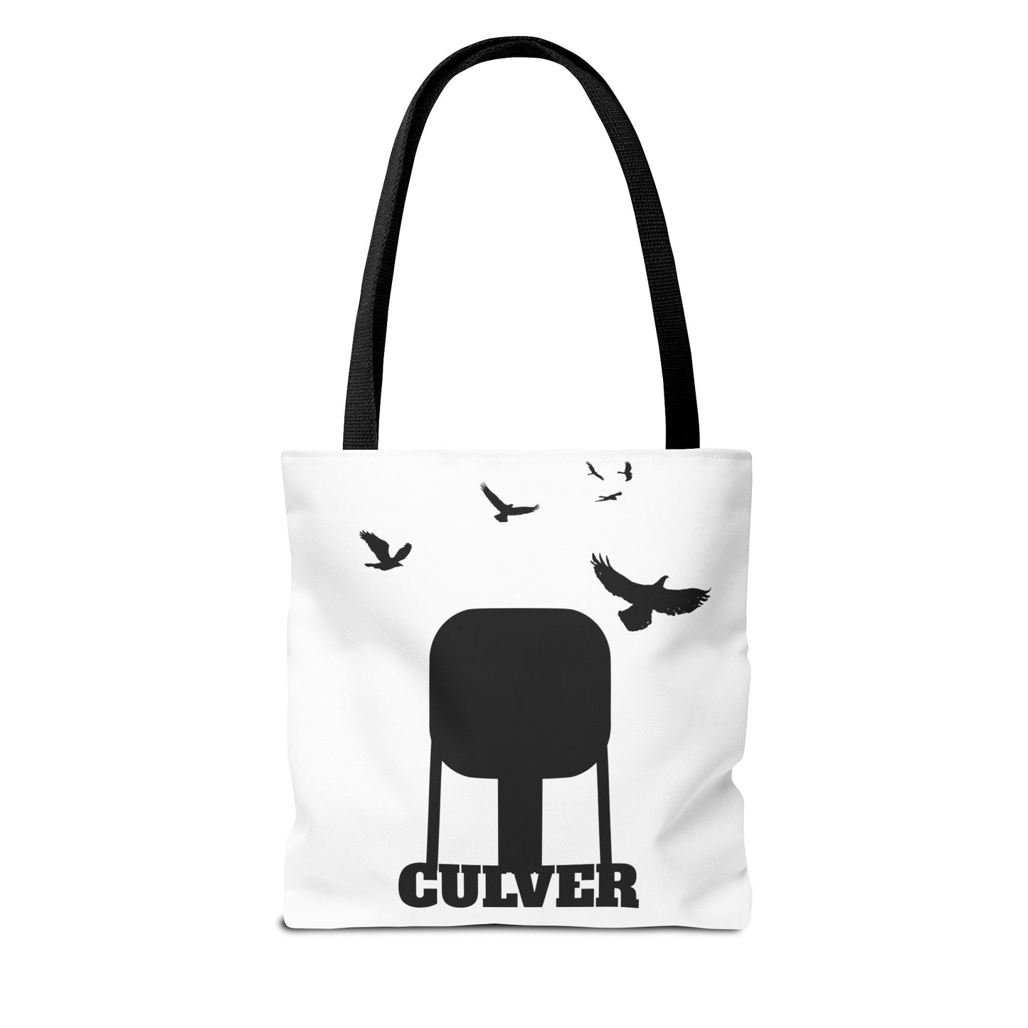 Culver Water Tower with Turkey Vultures in Black Silhouette Tote Bag (AOP)