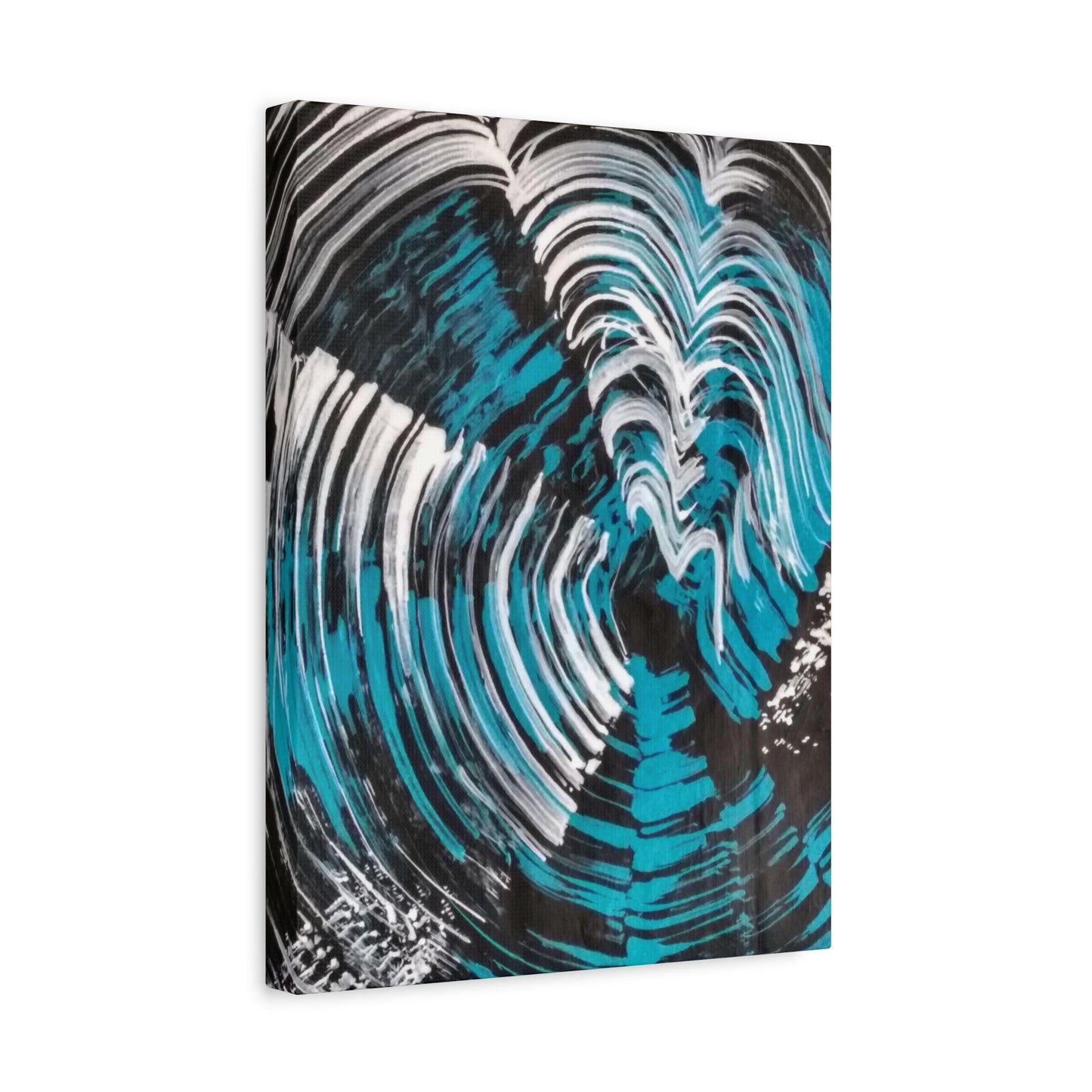 Jellyfish Slinky #12 abstract painting in black, white, turquoise, water themed wall art POD Canvas Gallery Wraps