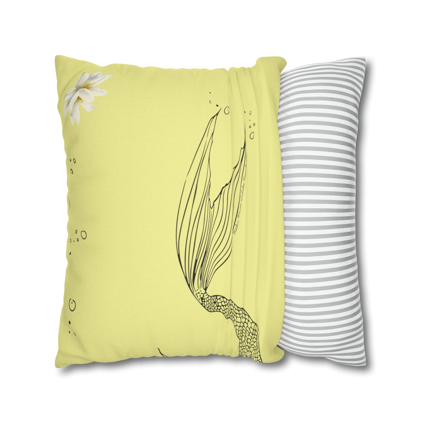 Makin' Waves at Lake Maxinkuckee Swimmer Mermaid (SUN) Spun Polyester Square Pillow Case