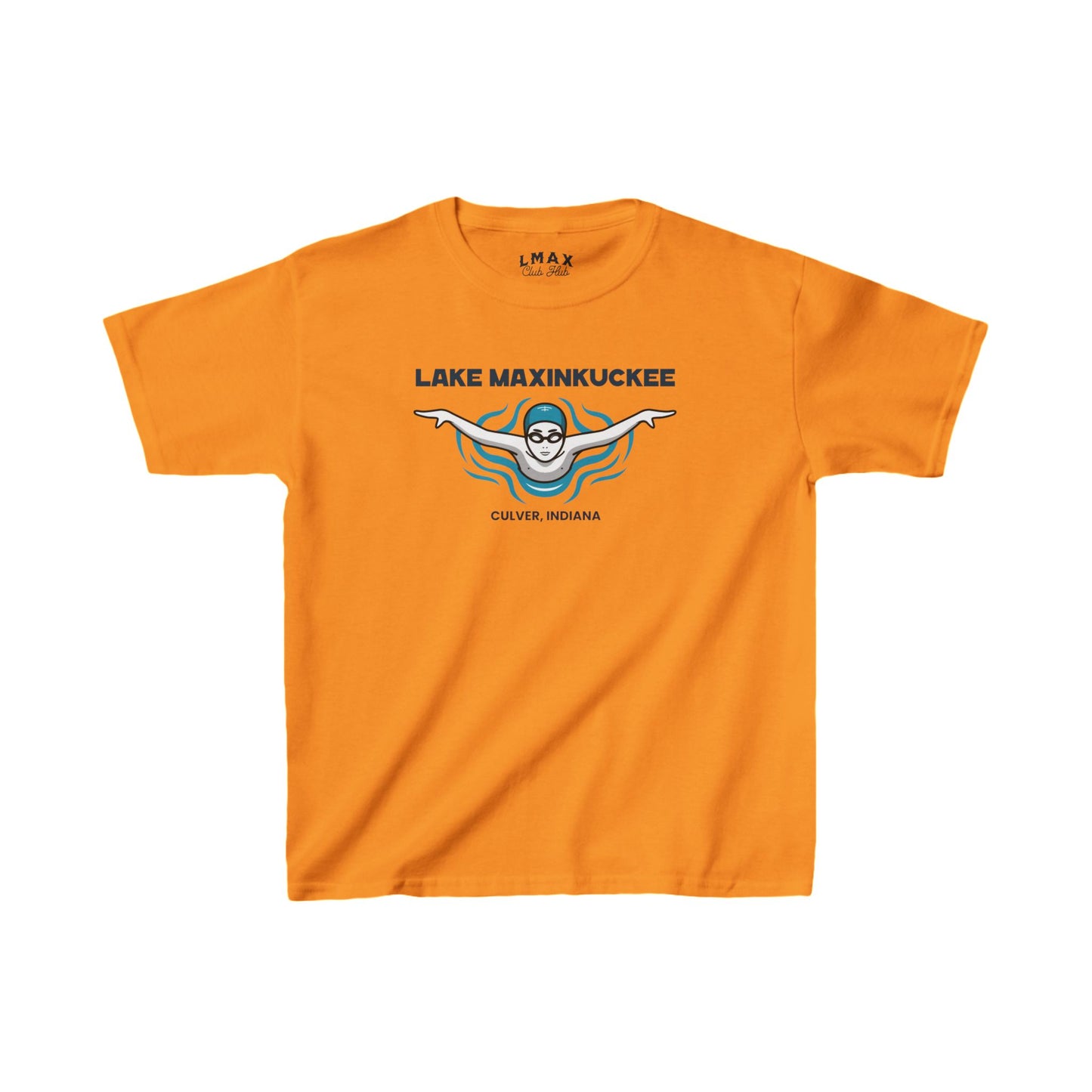 Lake Life Lake Maxinkuckee Culver Indiana Swimmer Graphic Kids Heavy Cotton™ Tee