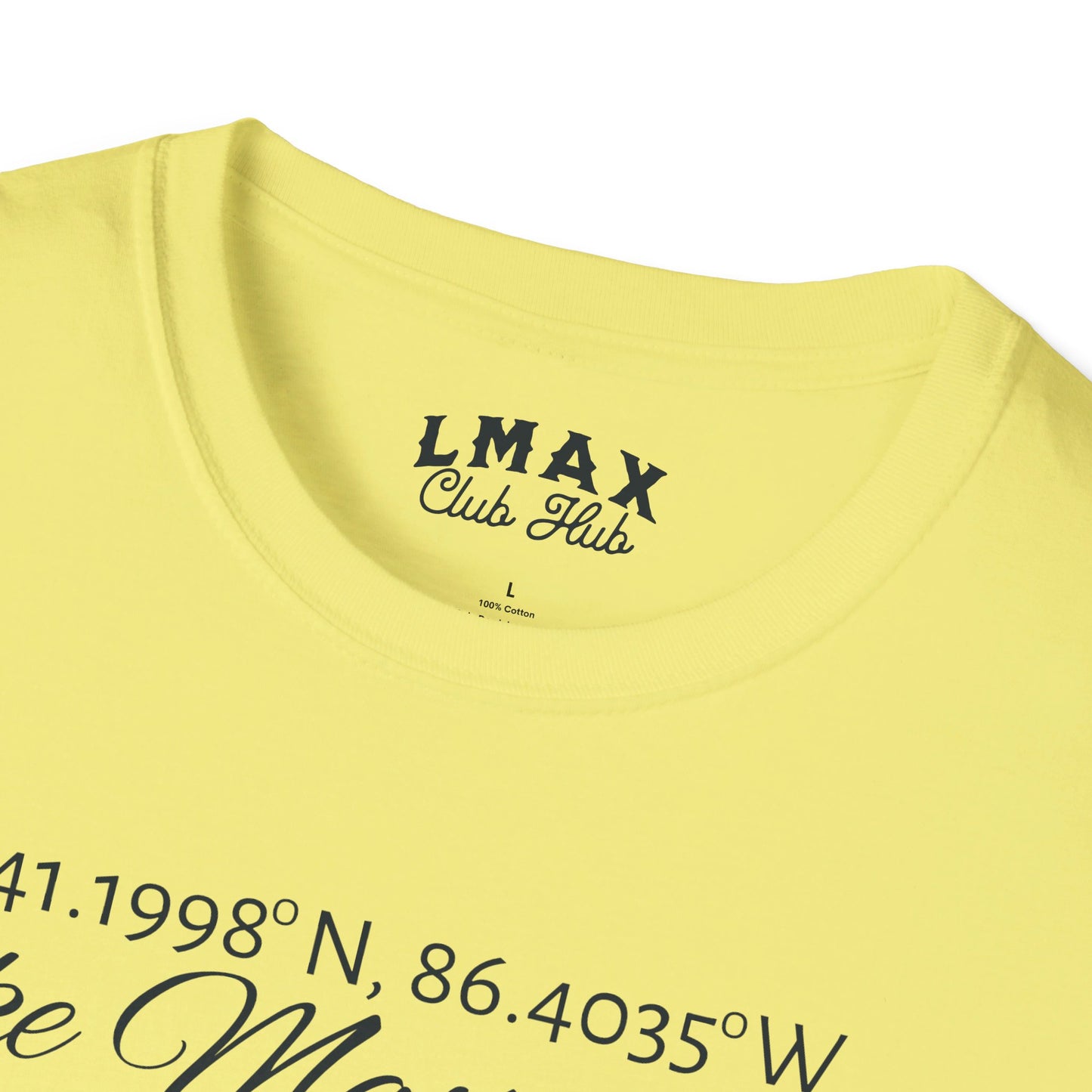 Lake Maxinkuckee Latitude/Longitude coordinates Unisex super soft tee for that Lake Life!