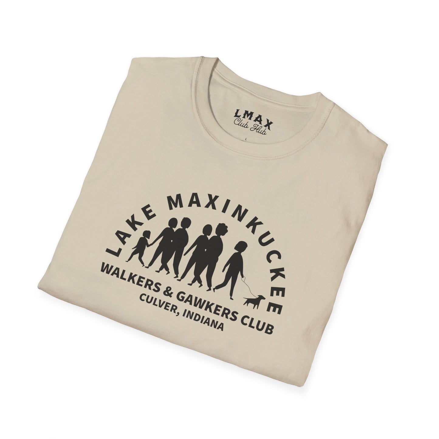 Lake Maxinkuckee Walkers & Gawkers Club Black print Unisex Softstyle T-Shirt